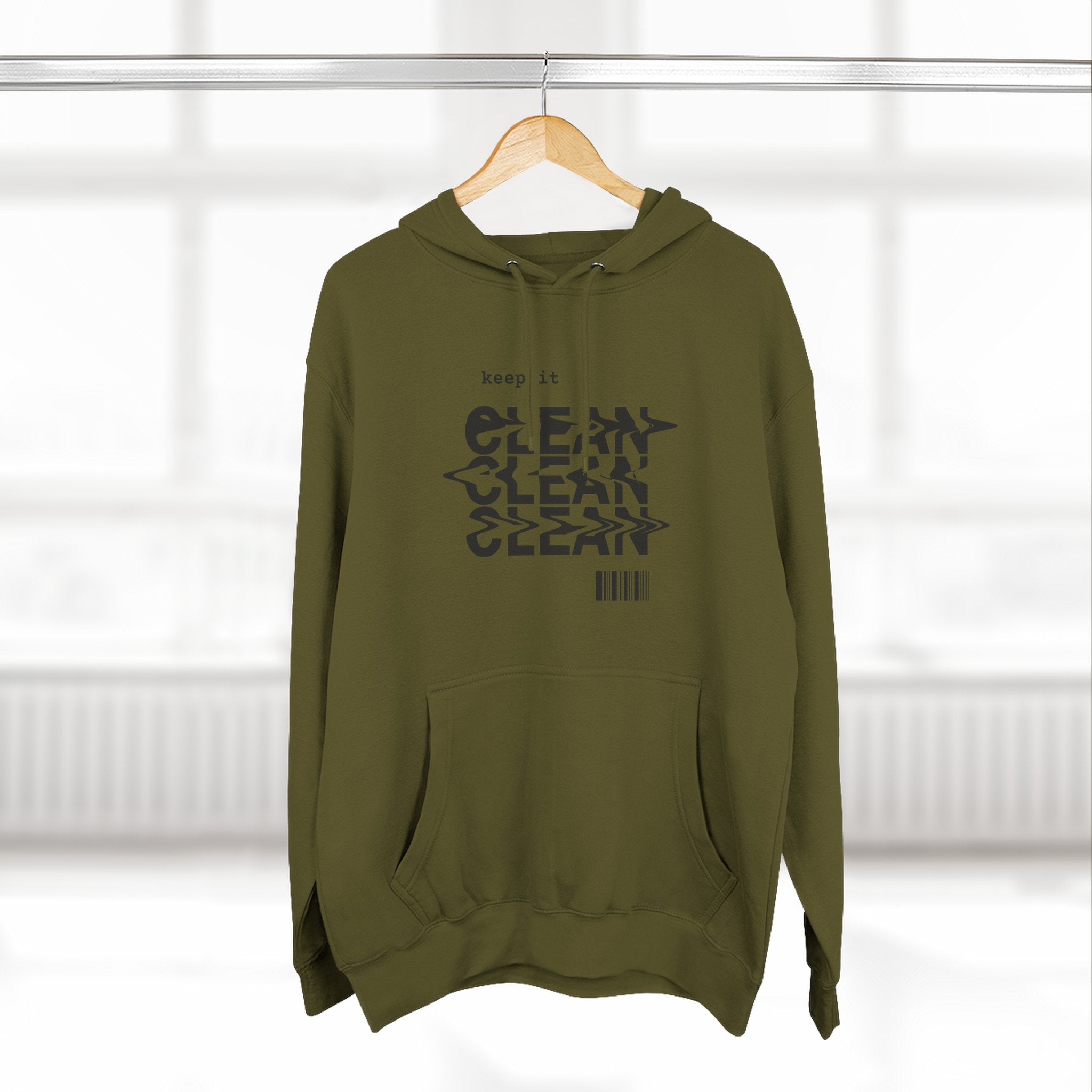 Stylish Fleece Hoodie with ‘Keep It Clean’ Design, Cozy Winter Apparel, Ideal for Casual Outfits, Gifts for Friends, Unique Streetwear
