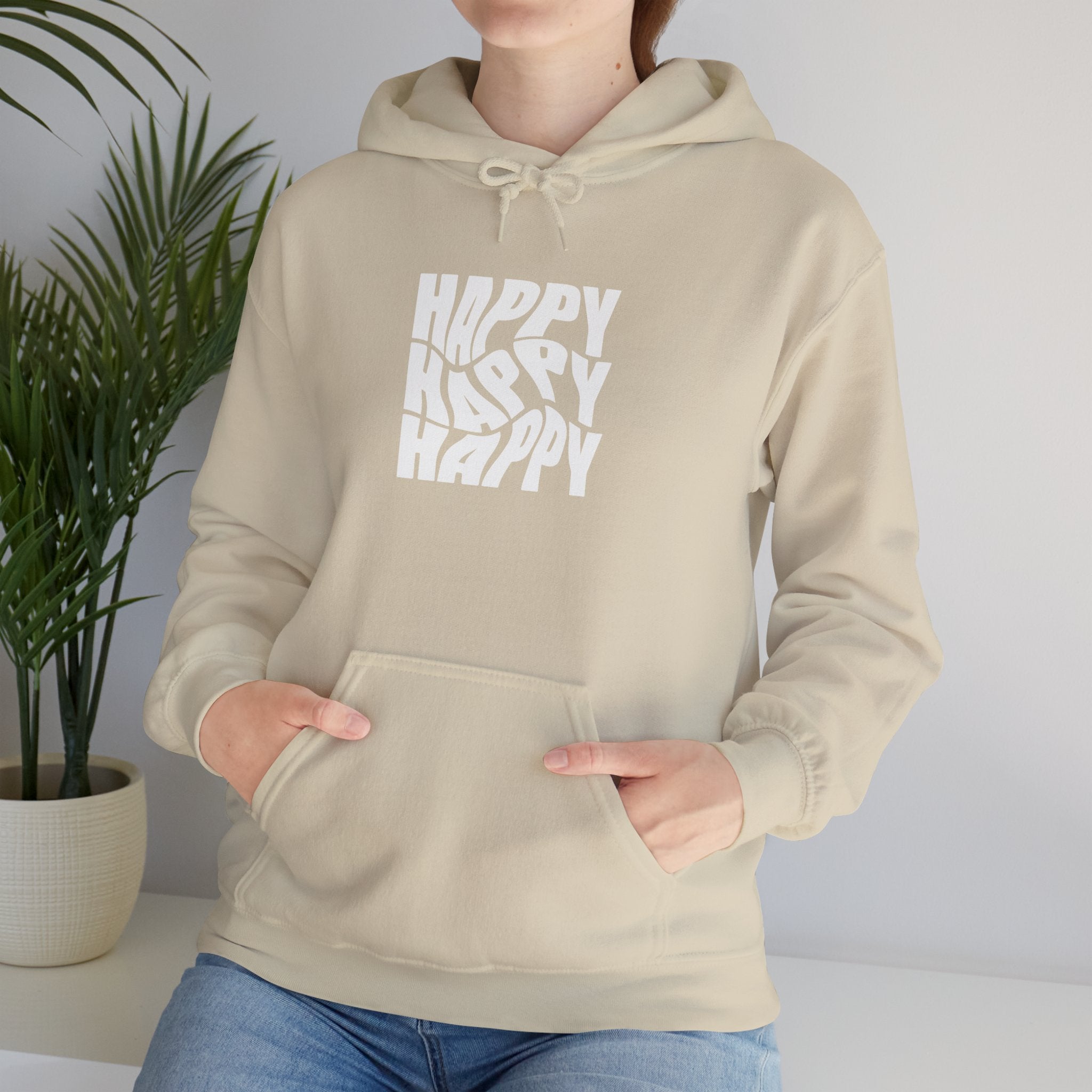Happy Vibe Unisex Hoodie, Cozy Sweatshirt, Gift for Friends, Casual Wear, Birthday Gift, Everyday Comfort