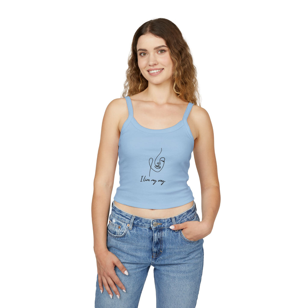 Women's Spaghetti Strap Tank Top, I Love My Way, Casual Summer Wear, Beach Outfit, Graphic Crop Top, Gift for Her