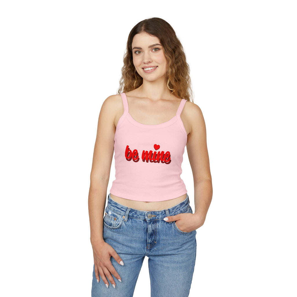 Romantic Spaghetti Strap Tank Top | 'Be Mine' Design for Valentine's Day, Cute Summer Top, Gift for Her, Casual Wear, Love Shirt