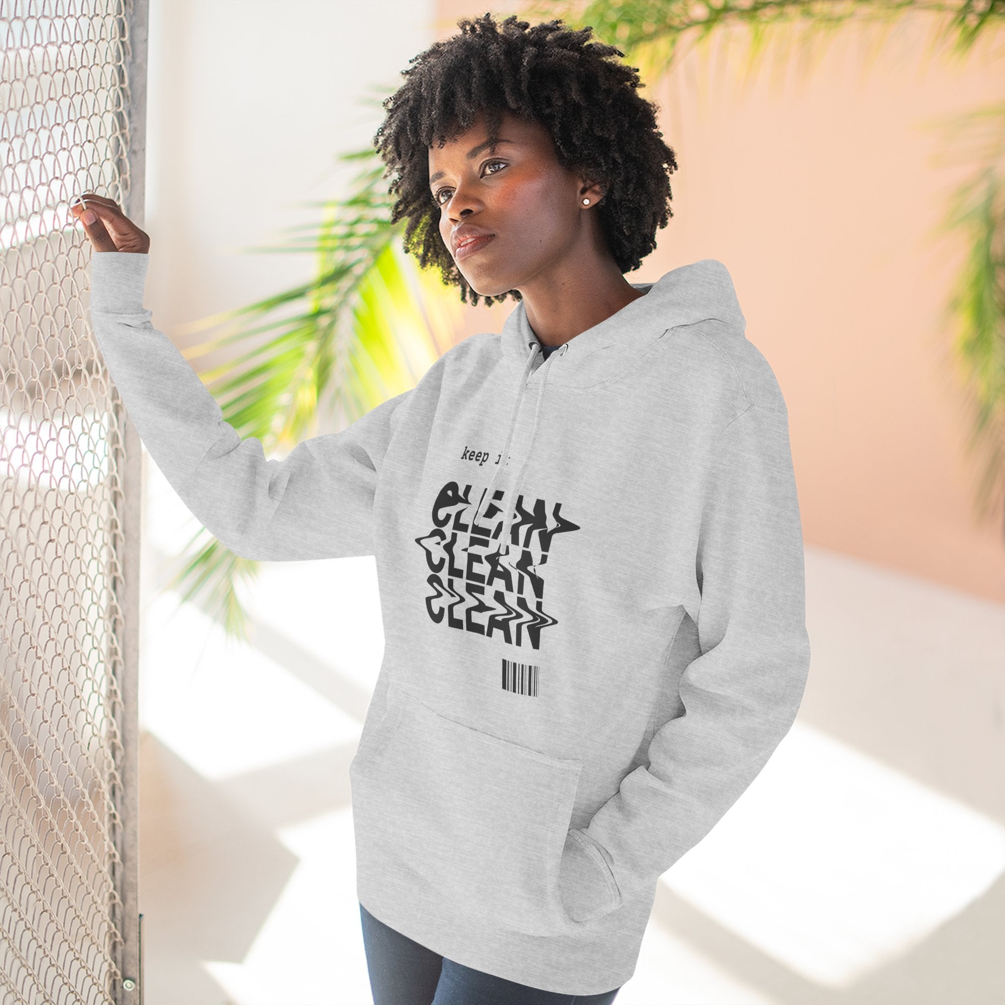 Stylish Fleece Hoodie with ‘Keep It Clean’ Design, Cozy Winter Apparel, Ideal for Casual Outfits, Gifts for Friends, Unique Streetwear