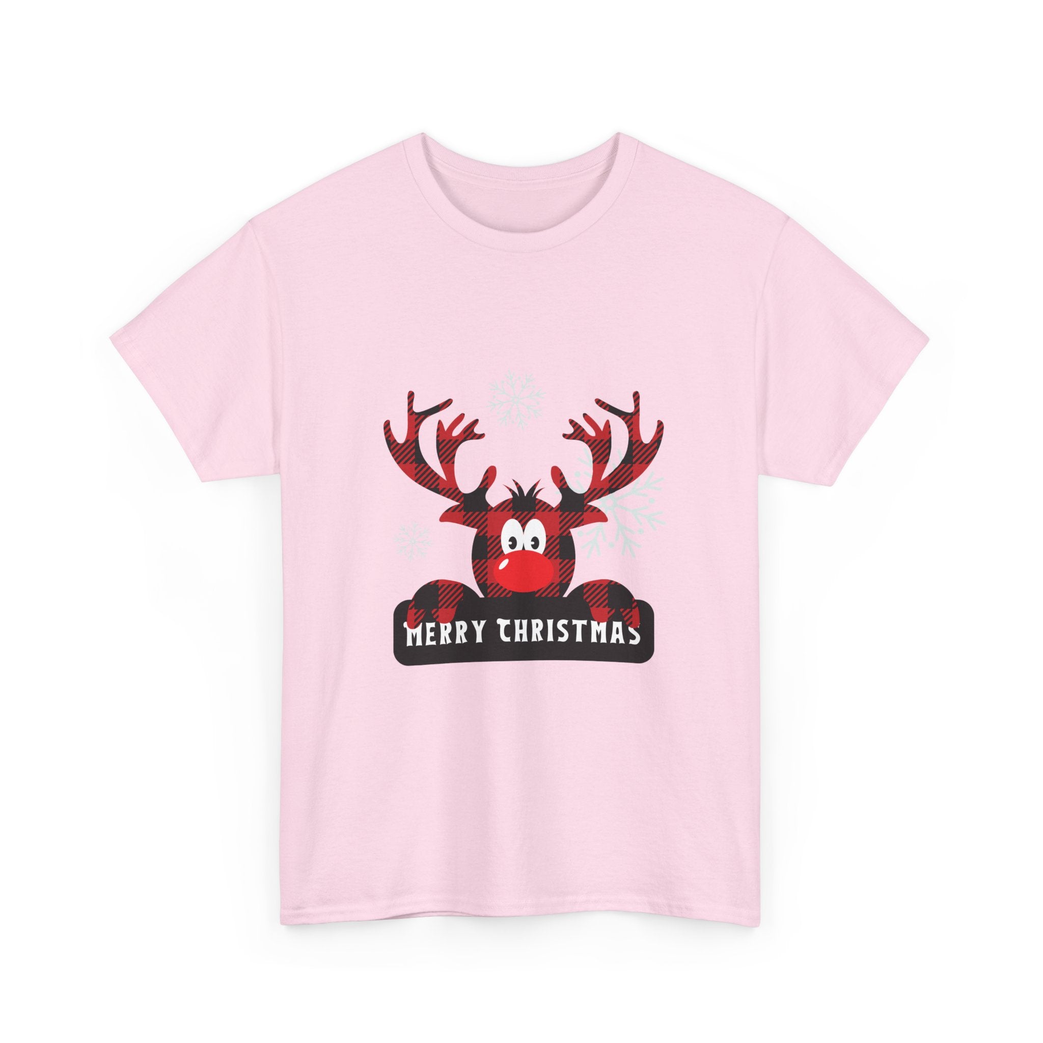 Christmas Reindeer T-Shirt — Cute Plaid Antler Design "Merry Christmas"