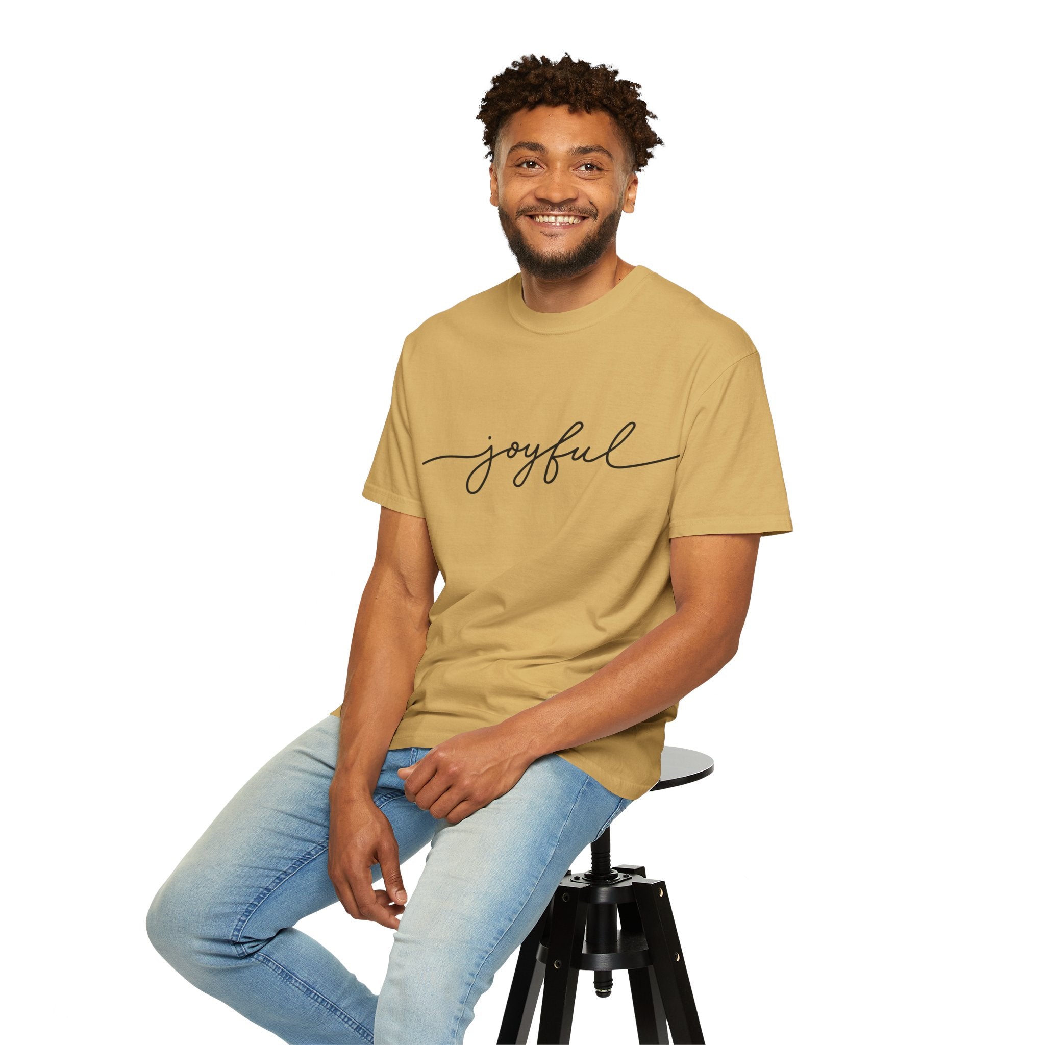 Joyful Unisex Garment-Dyed T-Shirt, Positive Vibes Shirt, Casual Everyday Tee, Gift for Friends, Birthday Celebration Top