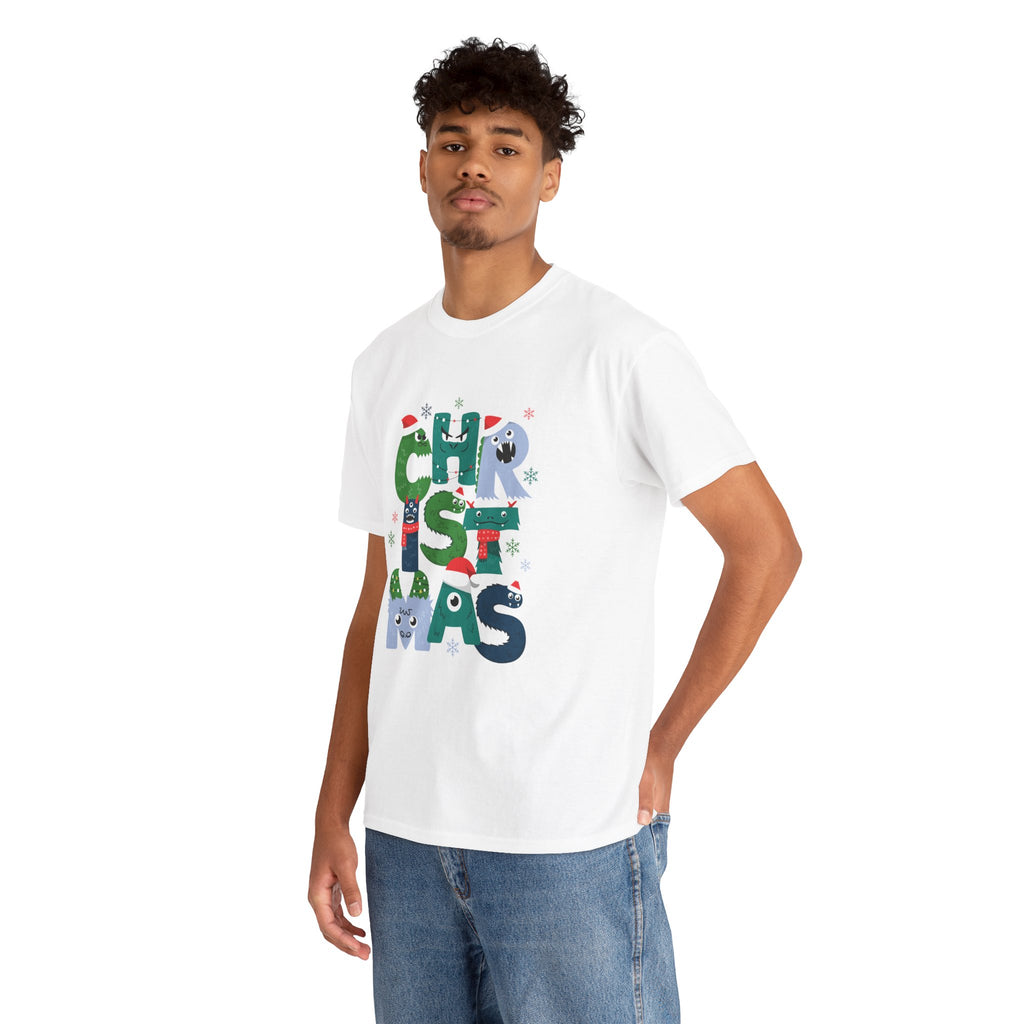 Christmas Graphic Tee — Cute Holiday "CHRISTMAS" Lettering T‑Shirt