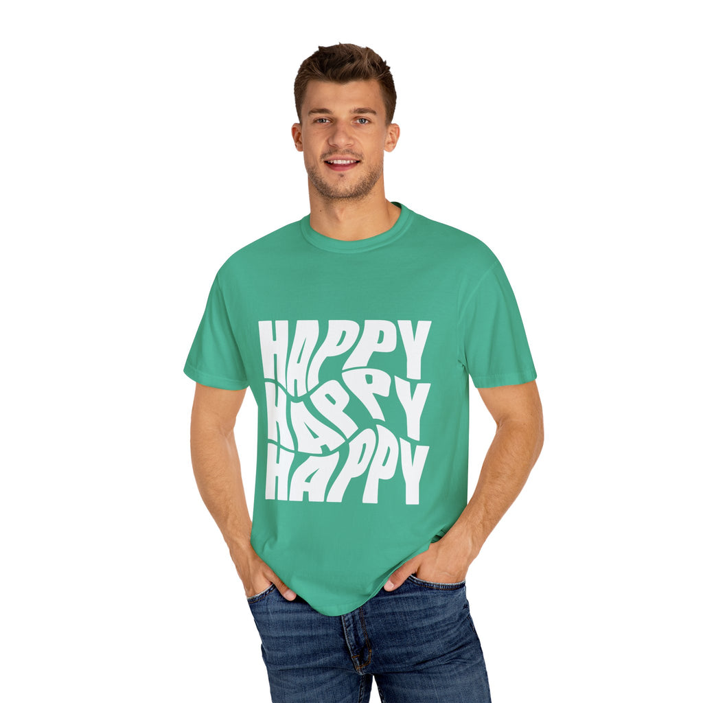 Happy Vibes Unisex Garment-Dyed T-shirt | Positive Affirmation Tee, Casual Wear, Gift for Friends, Summer Style, Comfort Apparel