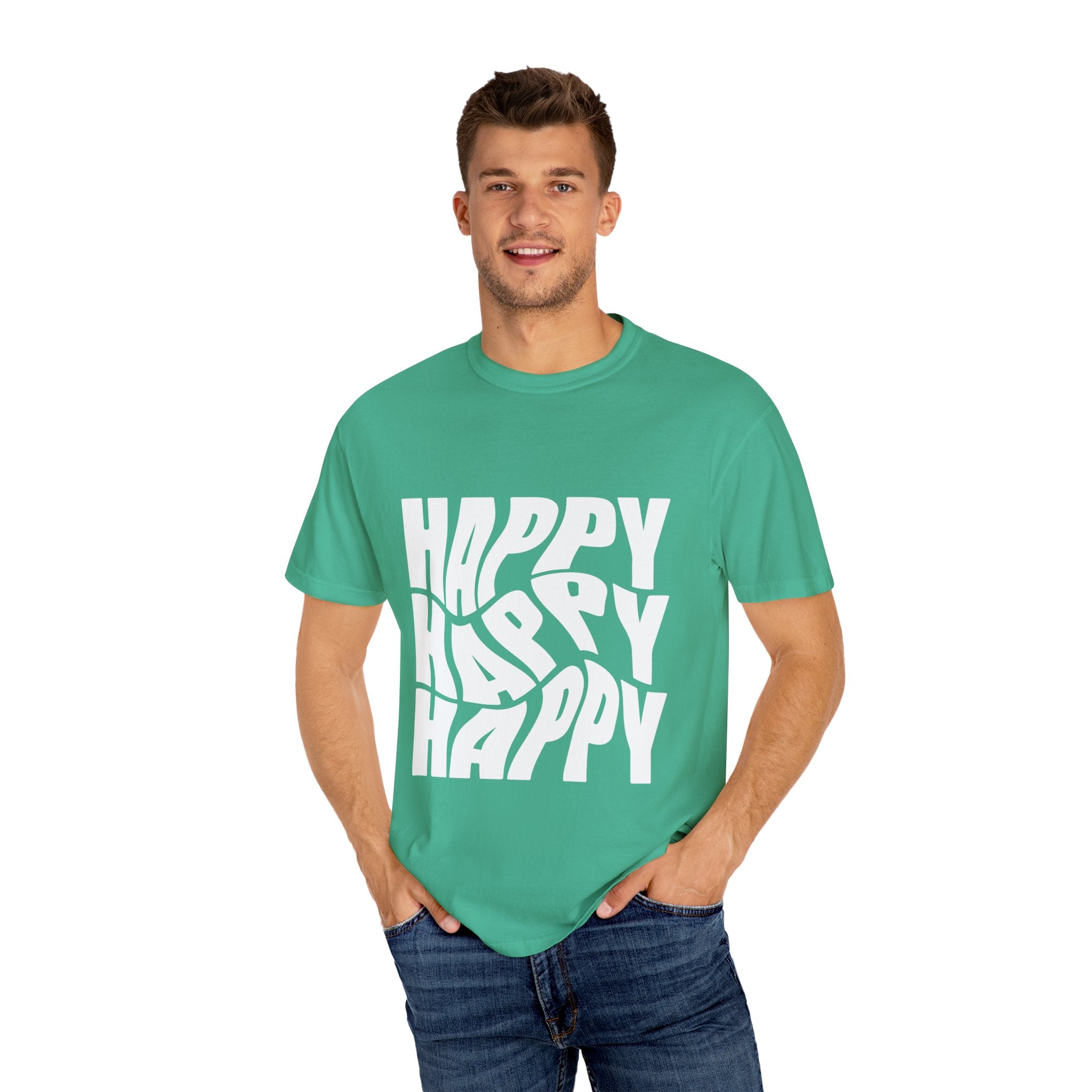 Happy Vibes Unisex Garment-Dyed T-shirt | Positive Affirmation Tee, Casual Wear, Gift for Friends, Summer Style, Comfort Apparel