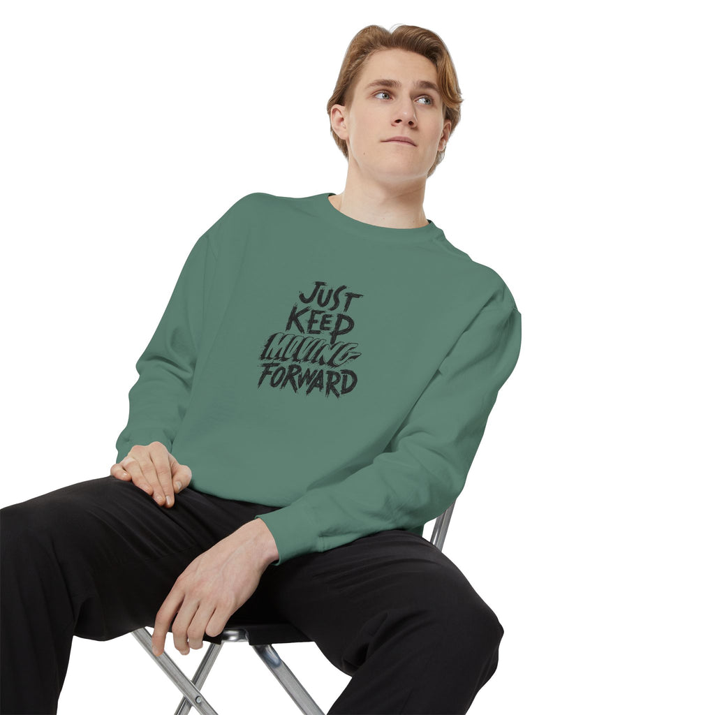 Motivational Sweatshirt - Just Keep Moving Forward, Unisex Garment-Dyed Crewneck, Cozy Gift, Inspirational Apparel, Perfect for Every [...]