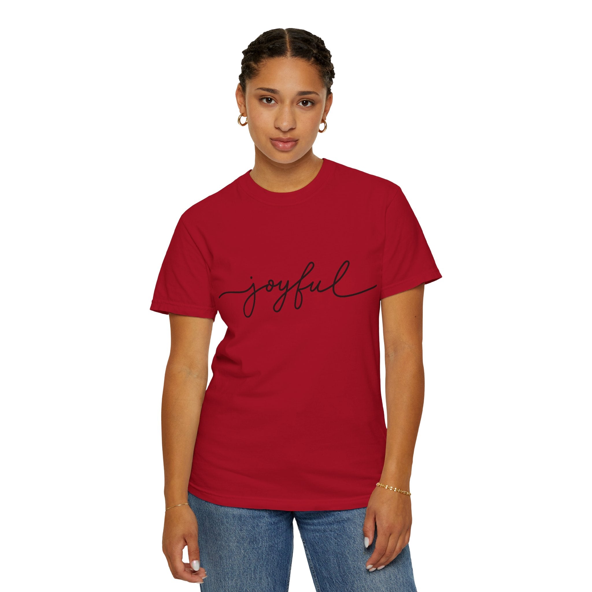 Joyful Unisex Garment-Dyed T-Shirt, Positive Vibes Shirt, Casual Everyday Tee, Gift for Friends, Birthday Celebration Top