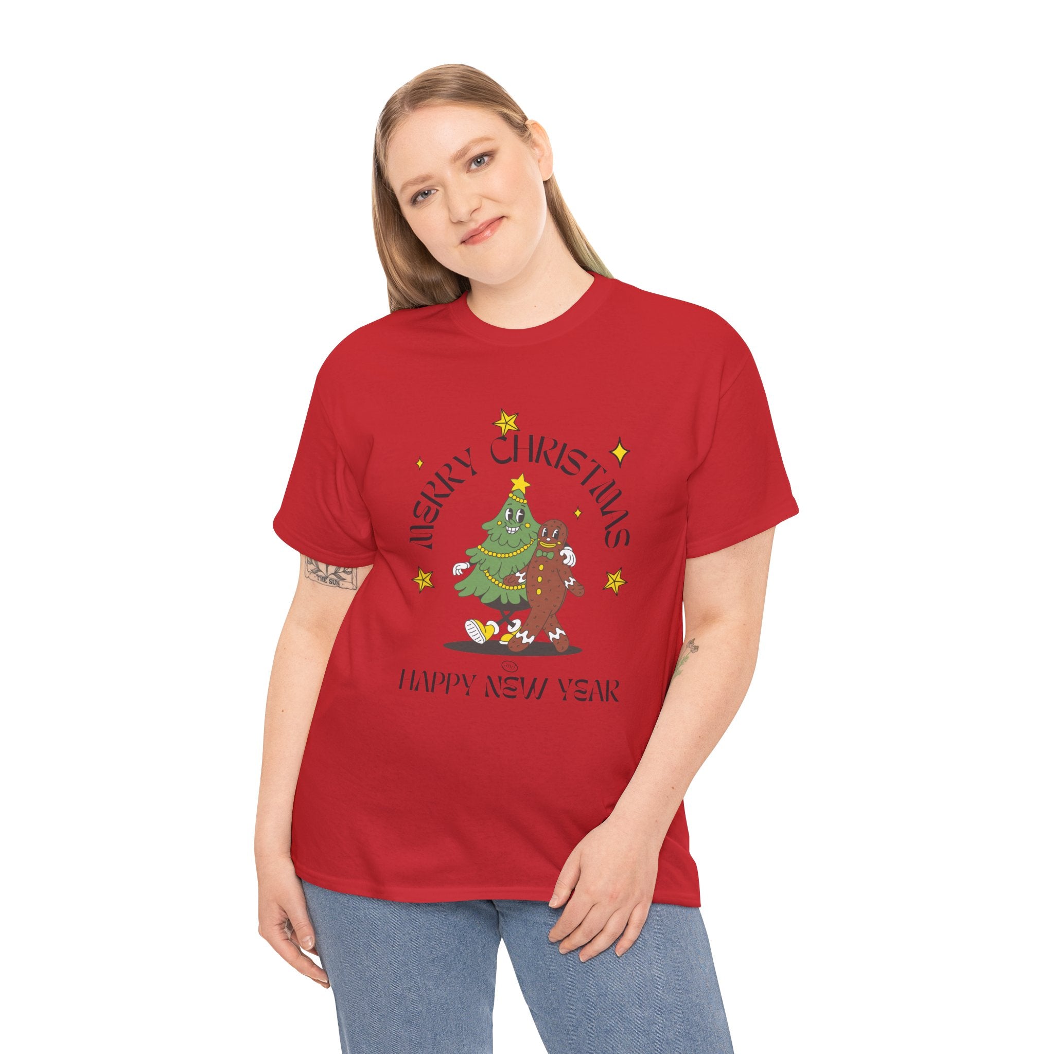 Christmas Gingerbread Tree Tee - "Merry Christmas, Happy New Year" Holiday Shirt