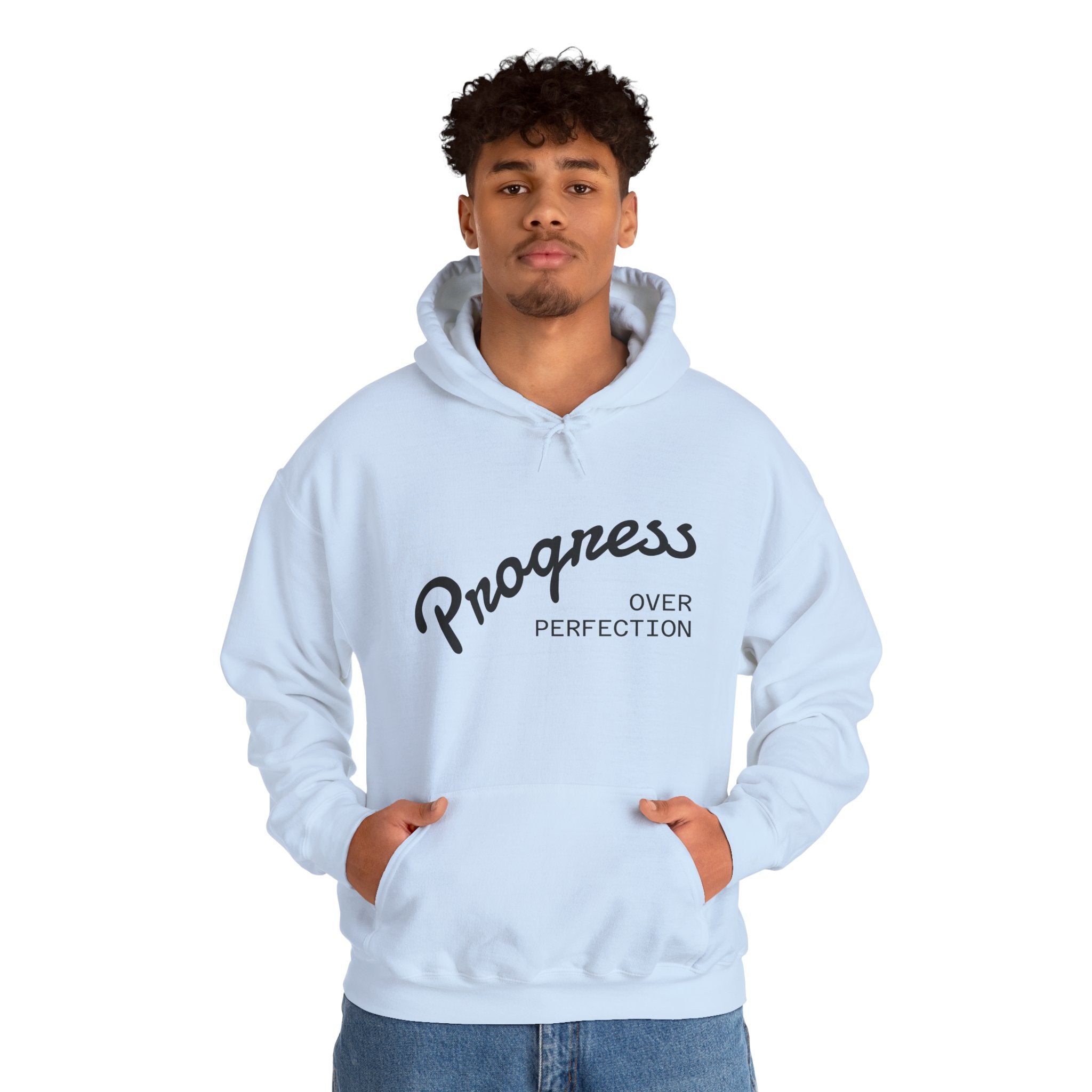 Progress Over Perfection Hoodie, Motivational Sweatshirt, Unisex Hooded Sweatshirt, Cozy Casual Wear, Gift for Her, Inspirational Apparel