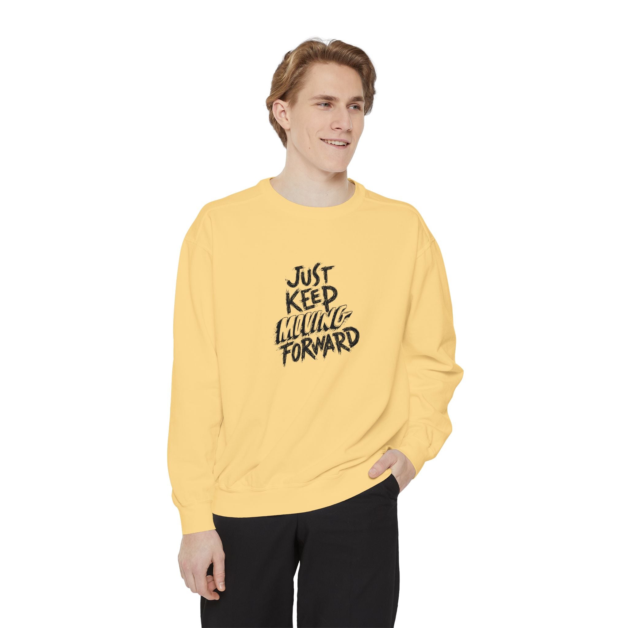Motivational Sweatshirt - Just Keep Moving Forward, Unisex Garment-Dyed Crewneck, Cozy Gift, Inspirational Apparel, Perfect for Every [...]