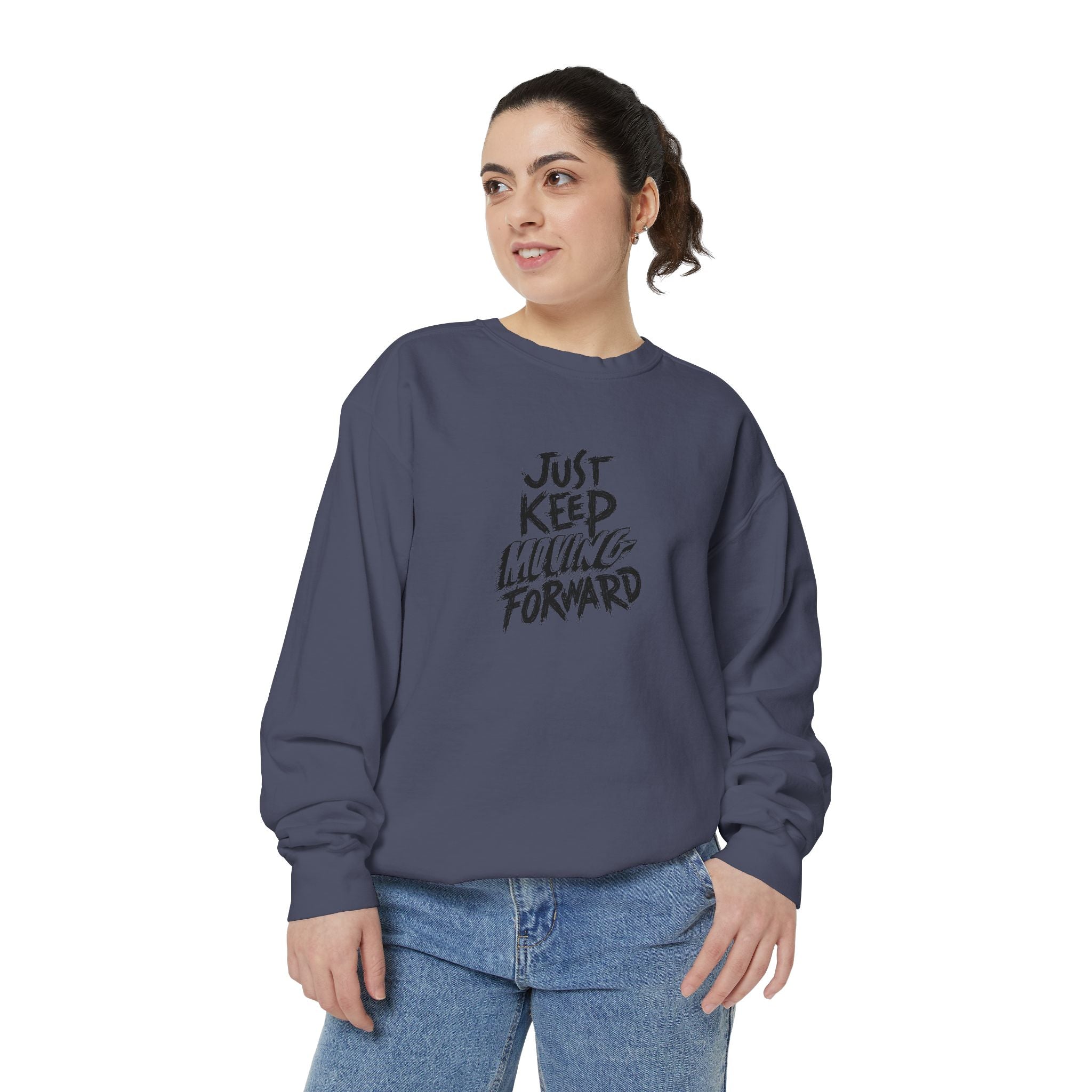 Motivational Sweatshirt - Just Keep Moving Forward, Unisex Garment-Dyed Crewneck, Cozy Gift, Inspirational Apparel, Perfect for Every [...]
