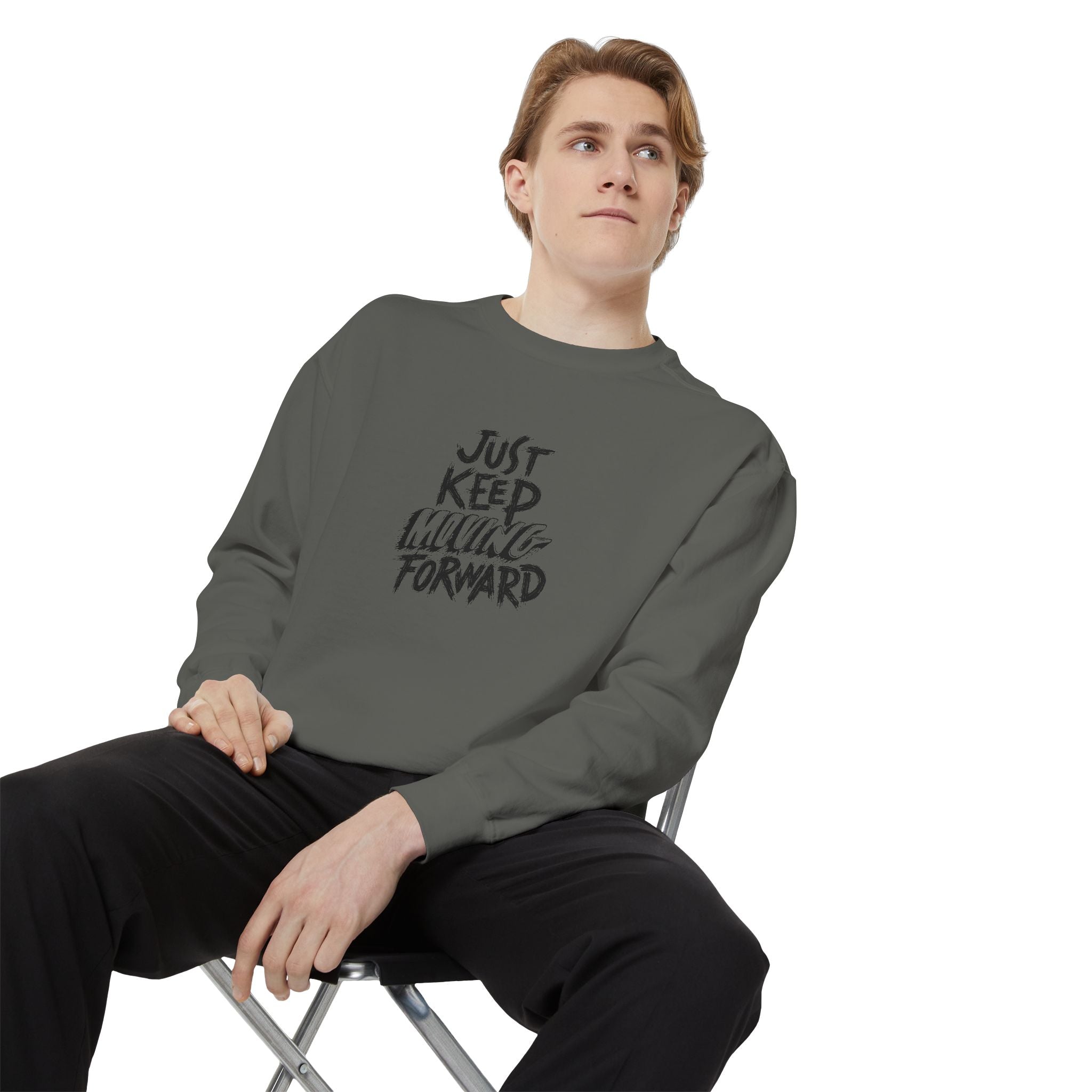 Motivational Sweatshirt - Just Keep Moving Forward, Unisex Garment-Dyed Crewneck, Cozy Gift, Inspirational Apparel, Perfect for Every [...]