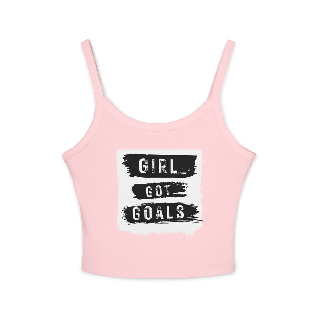 Empowering Women's Spaghetti Strap Tank Top - 'Girl Got Goals' - Motivational Summer Wear, Casual Outfit, Fitness Top, Trendy Apparel, [...]