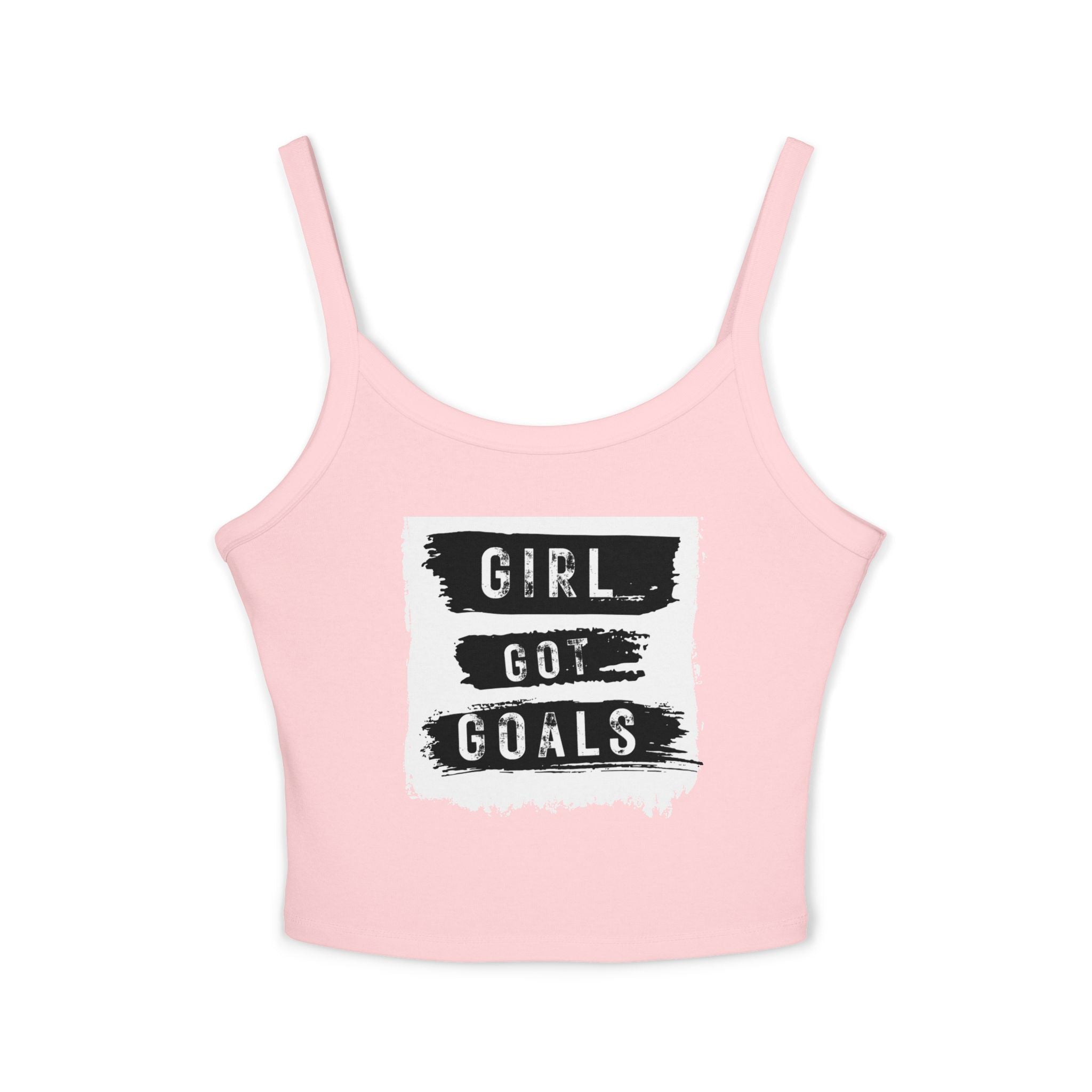 Empowering Women's Spaghetti Strap Tank Top - 'Girl Got Goals' - Motivational Summer Wear, Casual Outfit, Fitness Top, Trendy Apparel, [...]