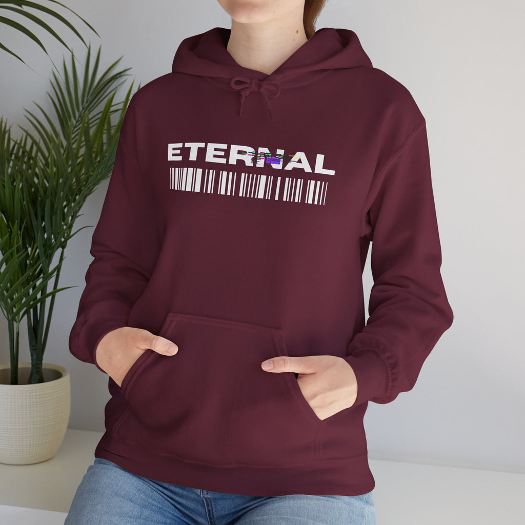 Eternal Barcode Hoodie — Black Graphic Pullover