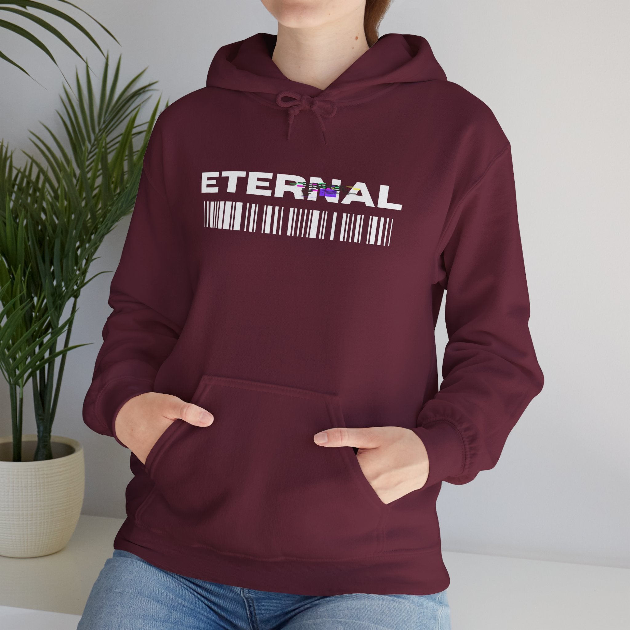 Eternal Barcode Hoodie — Black Graphic Pullover