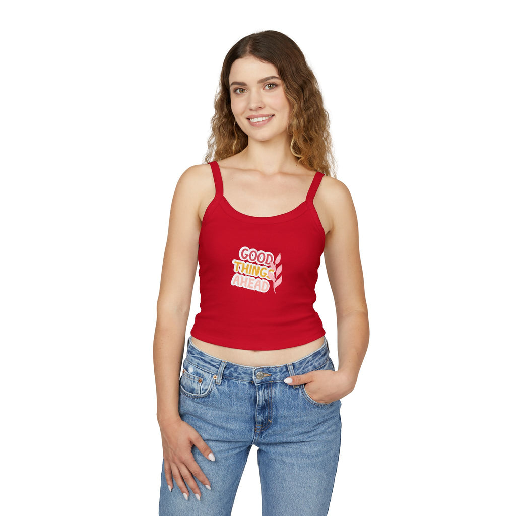 Optimistic Women's Spaghetti Strap Tank Top, Casual Summer Top, Inspirational Sleeveless Shirt, Gift for Her, Trendy Layering Piece