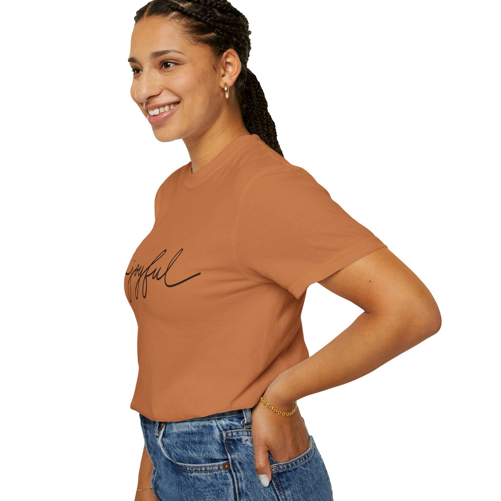 Joyful Unisex Garment-Dyed T-Shirt, Positive Vibes Shirt, Casual Everyday Tee, Gift for Friends, Birthday Celebration Top