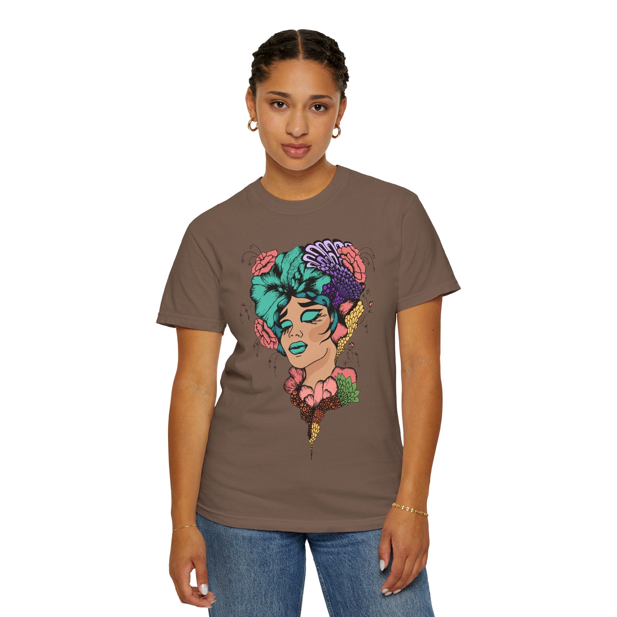 Floral Fantasy T-Shirt | Artistic Graphic Tee for Nature Lovers, Unique Gift, Casual Wear, Eco-Friendly Fashion