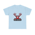 Christmas Reindeer T-Shirt — Cute Plaid Antler Design "Merry Christmas"