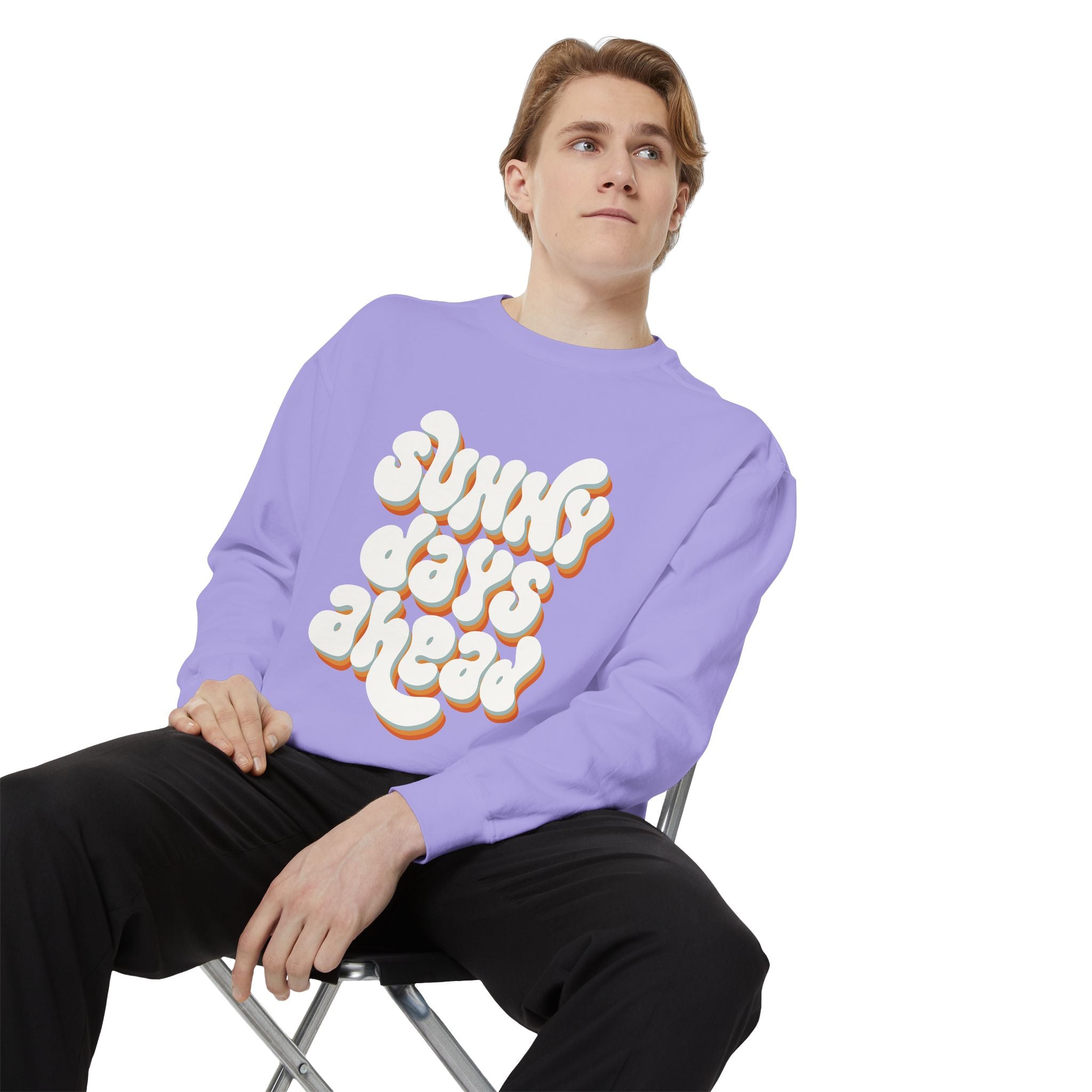 Sunny Days Ahead Unisex Garment-Dyed Sweatshirt, Cozy Pullover, Casual Outfit, Spring Fashion, Gift for Friends