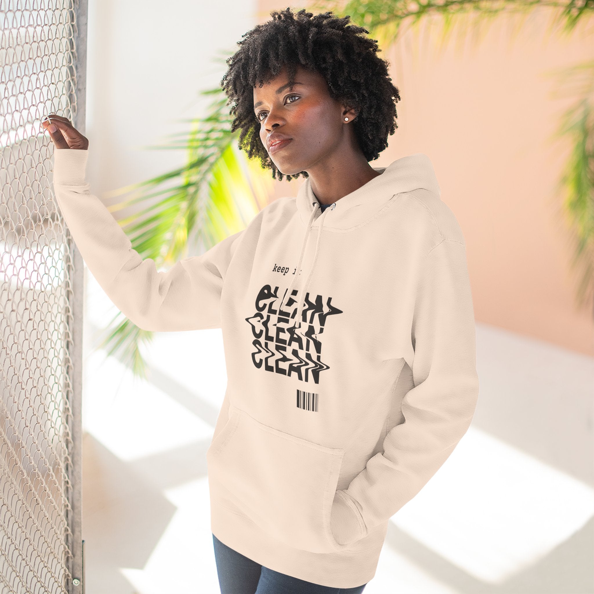 Stylish Fleece Hoodie with ‘Keep It Clean’ Design, Cozy Winter Apparel, Ideal for Casual Outfits, Gifts for Friends, Unique Streetwear