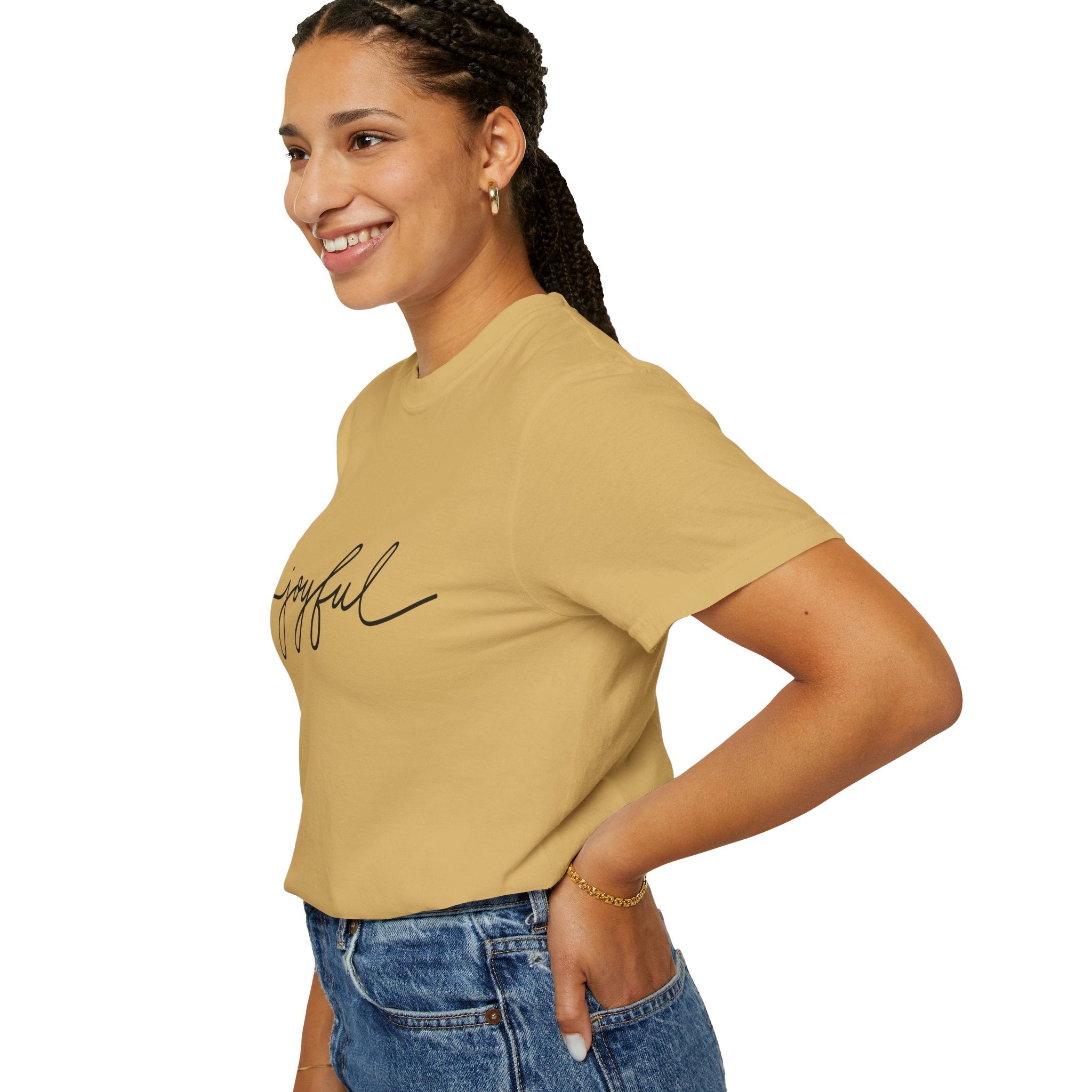 Joyful Unisex Garment-Dyed T-Shirt, Positive Vibes Shirt, Casual Everyday Tee, Gift for Friends, Birthday Celebration Top