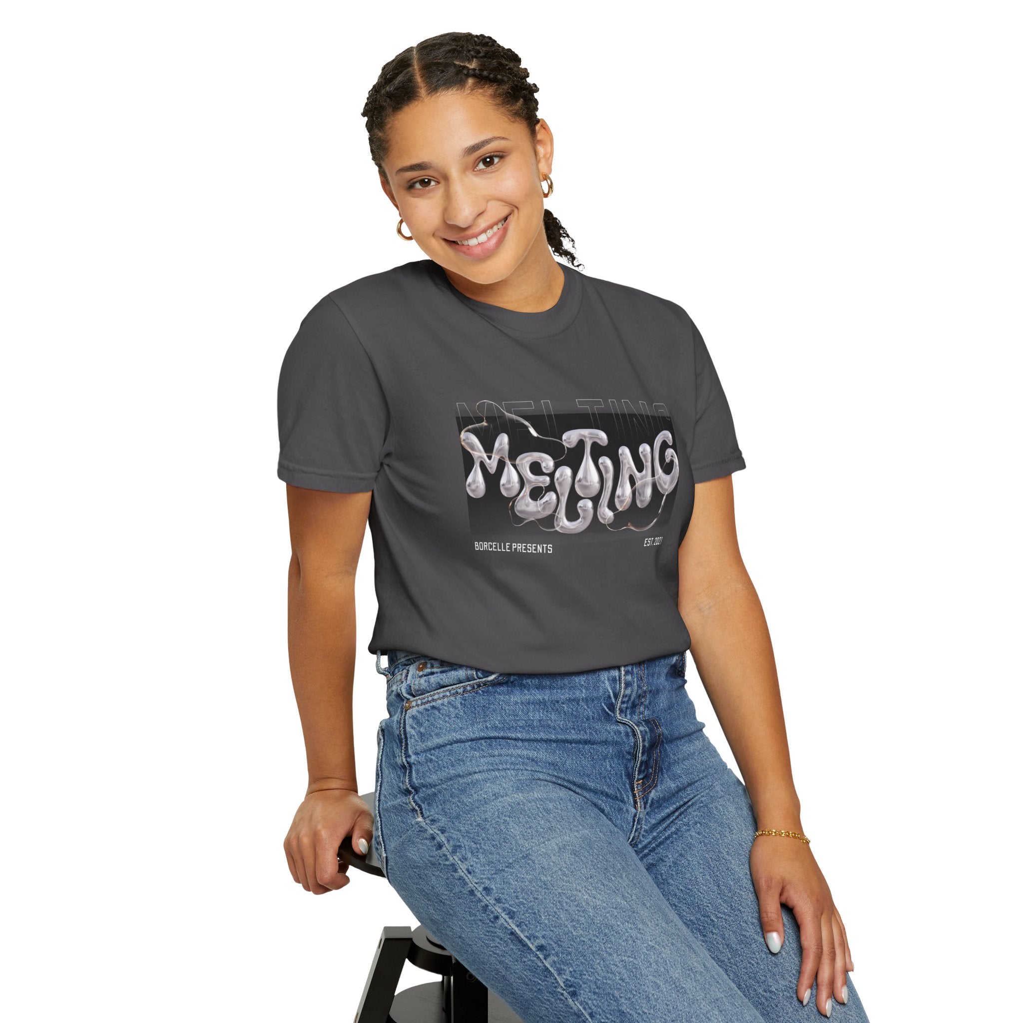 Melting Vibes Unisex Garment-Dyed T-shirt | Cool Graphic Tee for Art Lovers, Trendy Casual Wear, Unique Gift, Summer Style