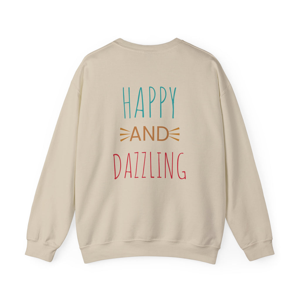 Happy and Dazzling Unisex Heavy Blend™ Crewneck Sweatshirt, Cozy Gift, Casual Wear, Everyday Comfort, Perfect for Birthdays or Celebrations