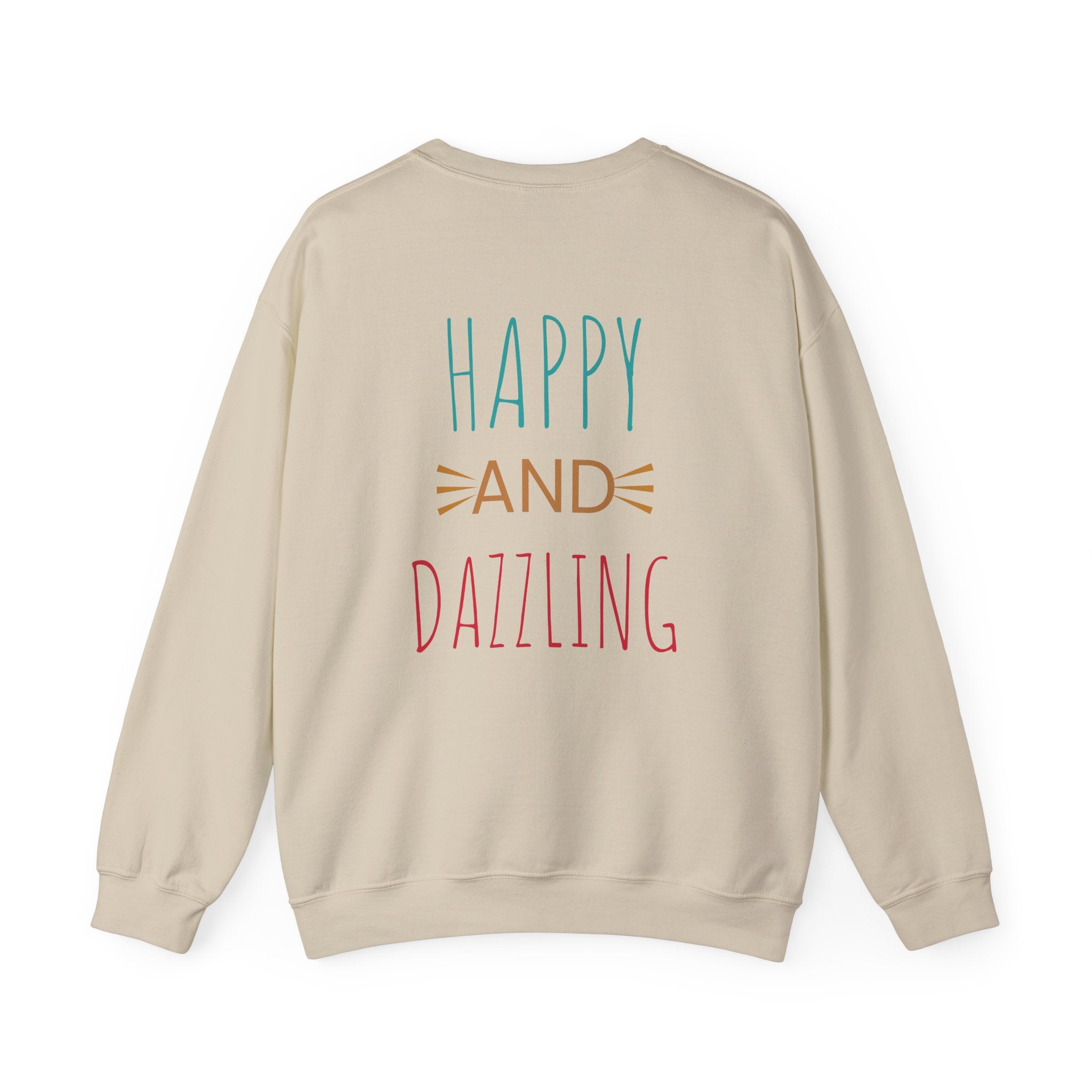 Happy and Dazzling Unisex Heavy Blend™ Crewneck Sweatshirt, Cozy Gift, Casual Wear, Everyday Comfort, Perfect for Birthdays or Celebrations