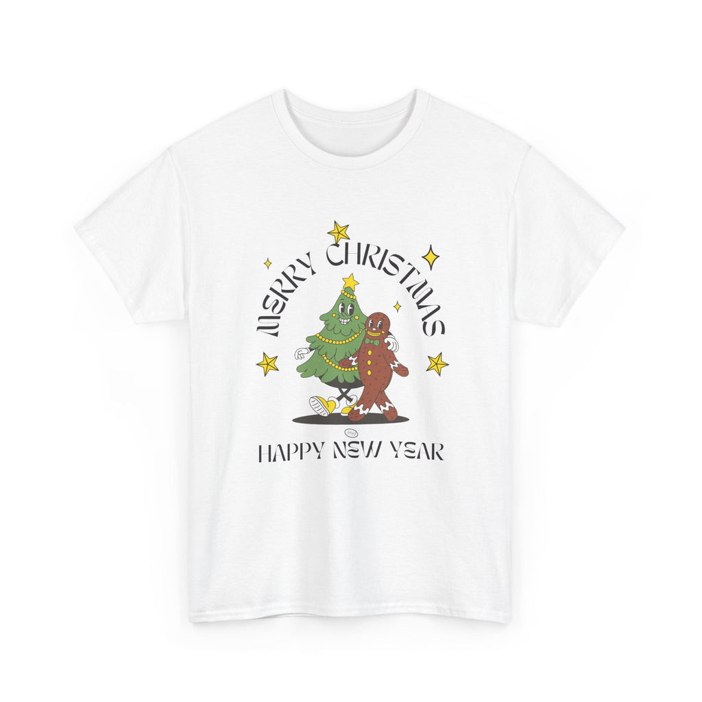 Christmas Gingerbread Tree Tee - "Merry Christmas, Happy New Year" Holiday Shirt
