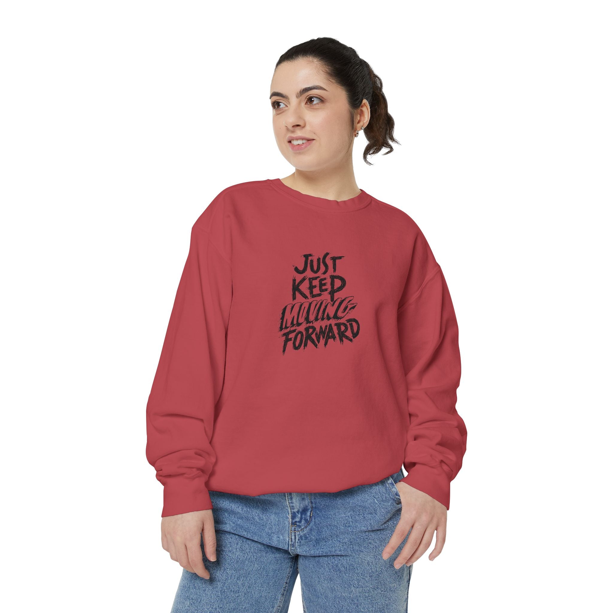 Motivational Sweatshirt - Just Keep Moving Forward, Unisex Garment-Dyed Crewneck, Cozy Gift, Inspirational Apparel, Perfect for Every [...]