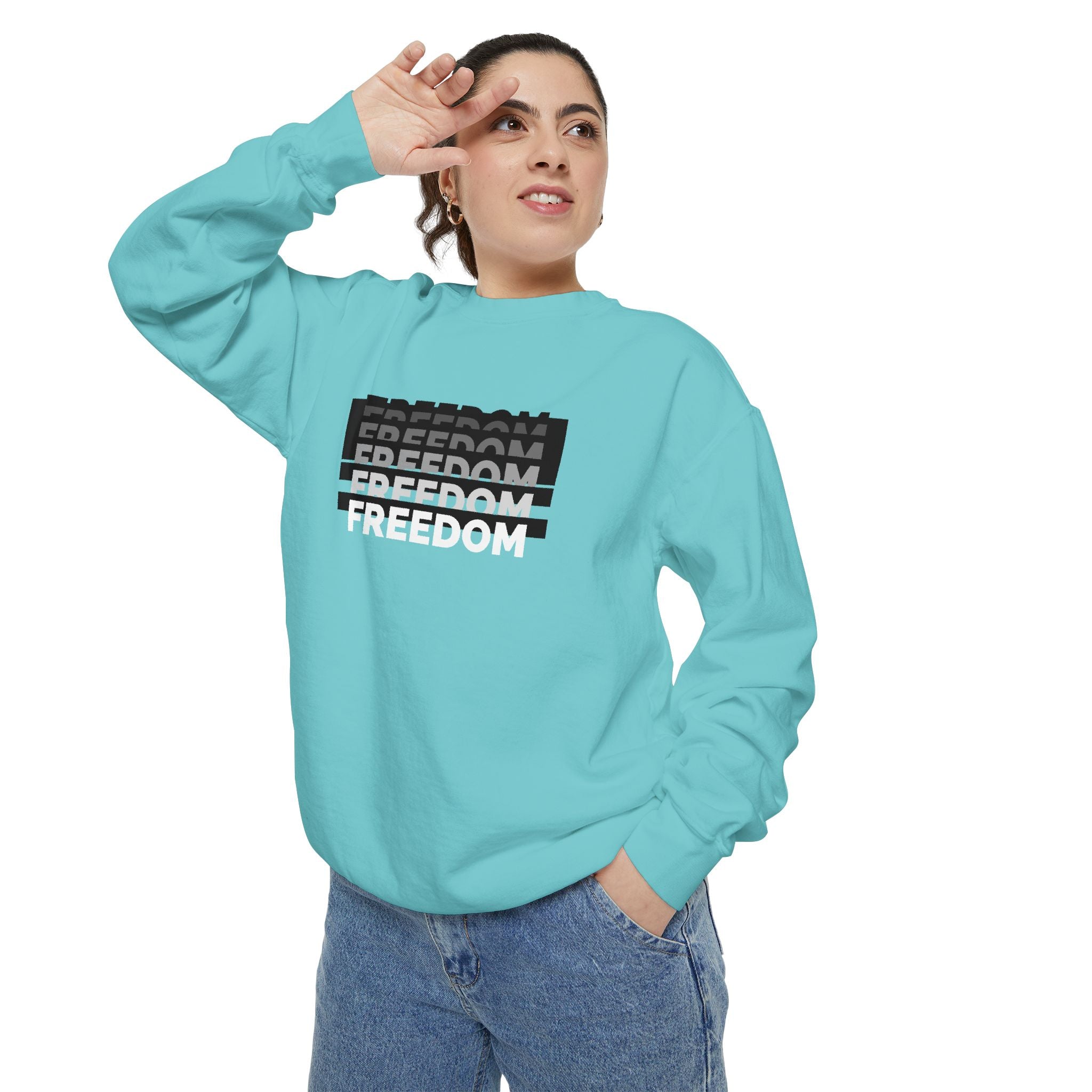 Freedom Unisex Garment-Dyed Sweatshirt - Cozy Casual Wear, Gift for Him/Her, Perfect for Relaxation, Street Style, Everyday Comfort