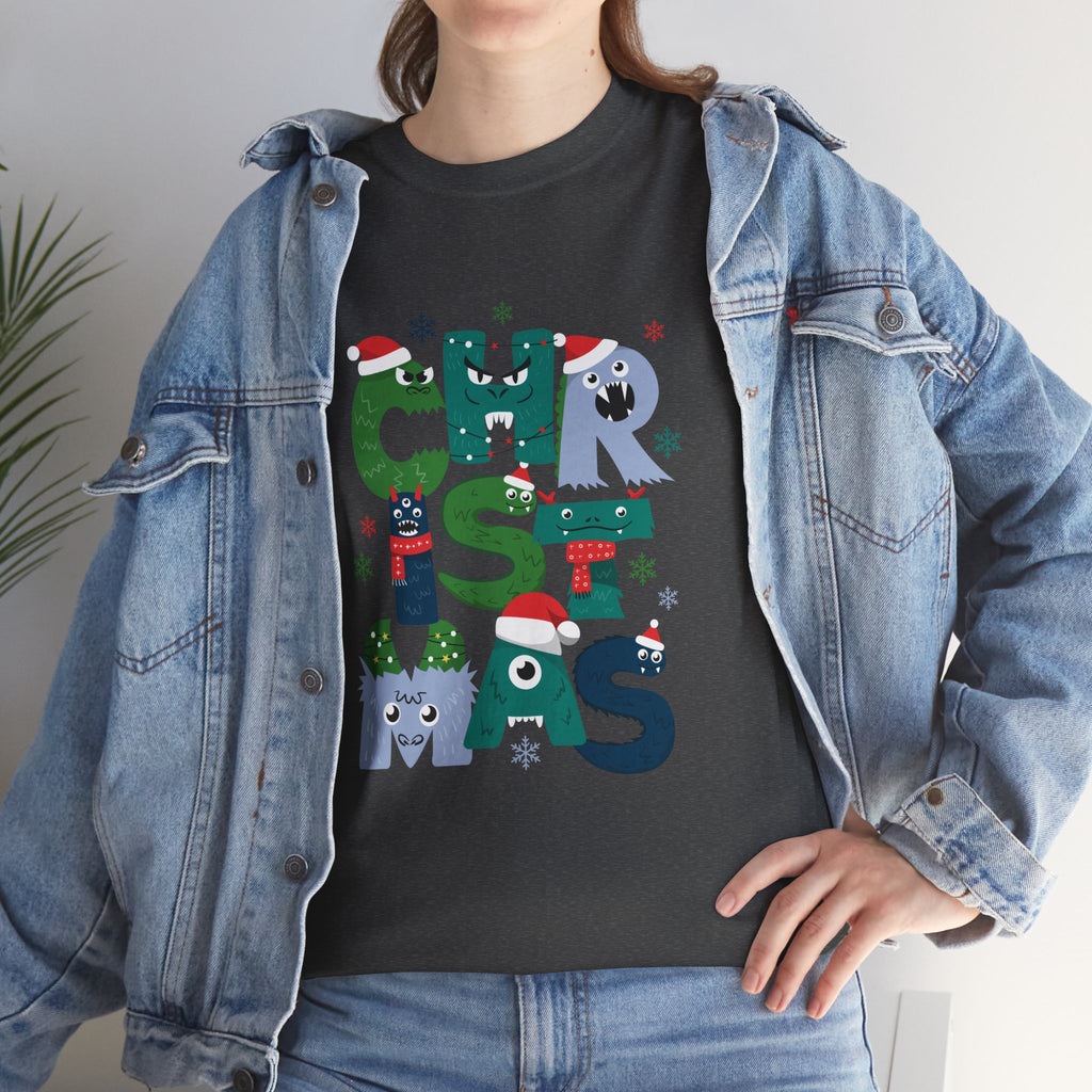 Christmas Graphic Tee — Cute Holiday "CHRISTMAS" Lettering T‑Shirt