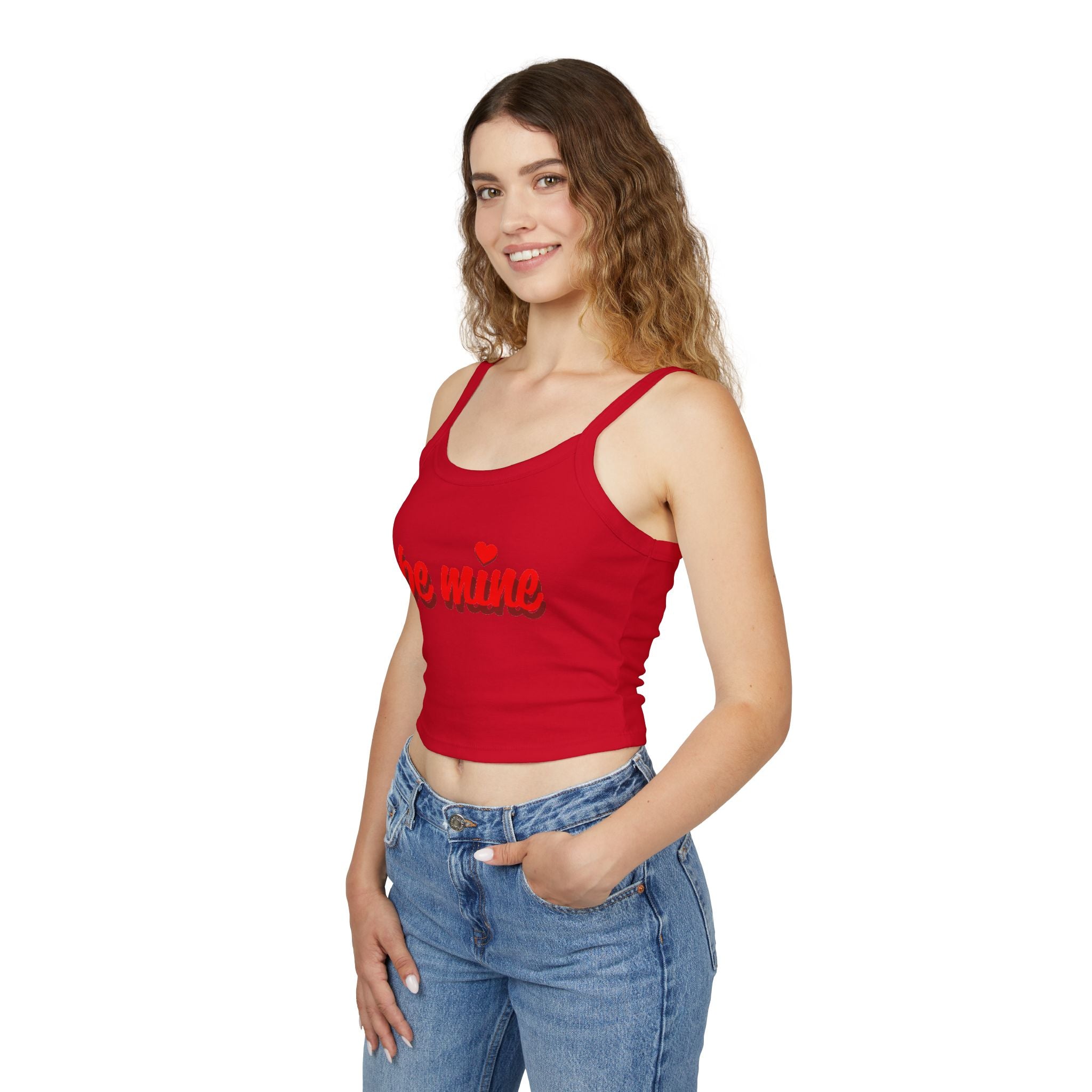 Romantic Spaghetti Strap Tank Top | 'Be Mine' Design for Valentine's Day, Cute Summer Top, Gift for Her, Casual Wear, Love Shirt