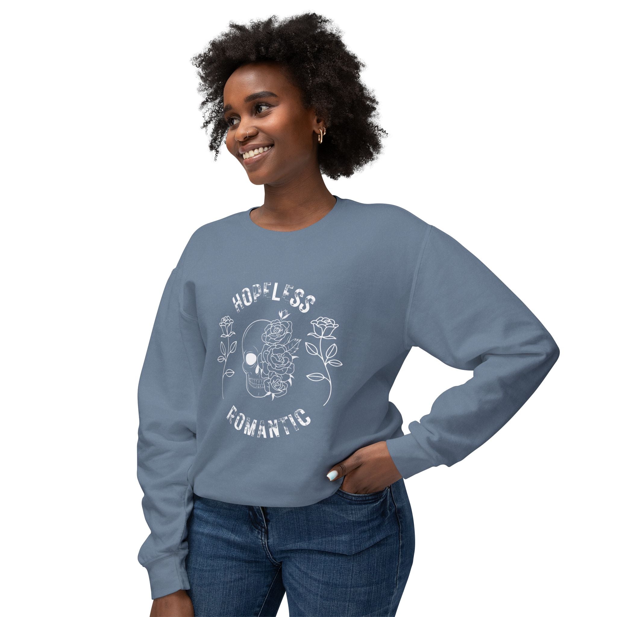 Hopeless Romantic Sweatshirt, Unisex Lightweight Crewneck Sweater, Cute Gift for Her, Fall Fashion, Casual Wear, Cozy Loungewear