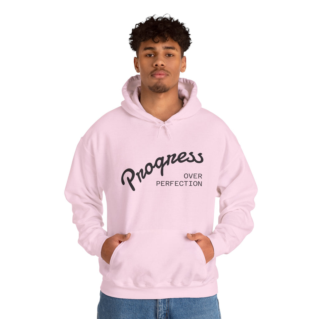 Progress Over Perfection Hoodie, Motivational Sweatshirt, Unisex Hooded Sweatshirt, Cozy Casual Wear, Gift for Her, Inspirational Apparel