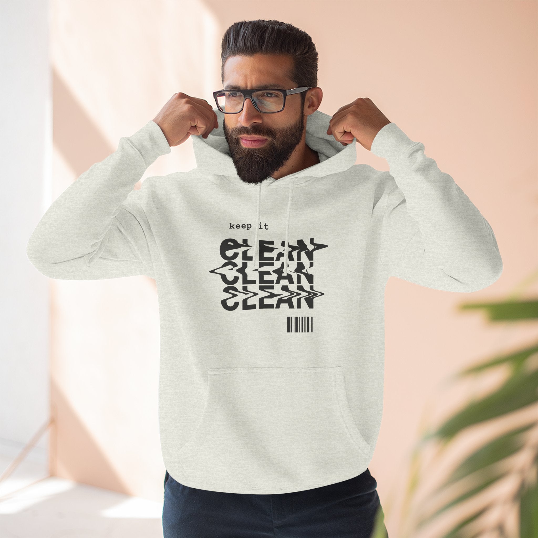 Stylish Fleece Hoodie with ‘Keep It Clean’ Design, Cozy Winter Apparel, Ideal for Casual Outfits, Gifts for Friends, Unique Streetwear