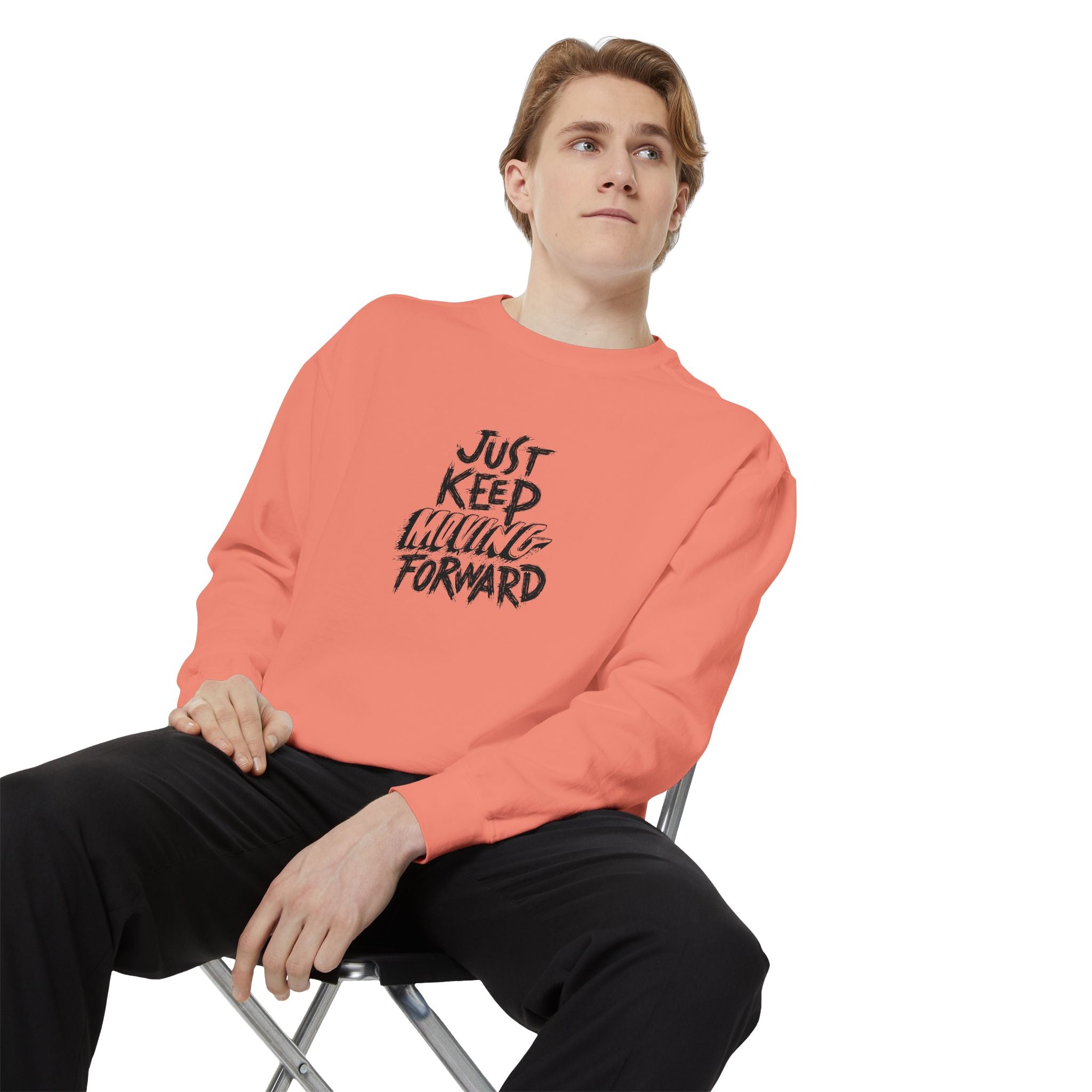 Motivational Sweatshirt - Just Keep Moving Forward, Unisex Garment-Dyed Crewneck, Cozy Gift, Inspirational Apparel, Perfect for Every [...]