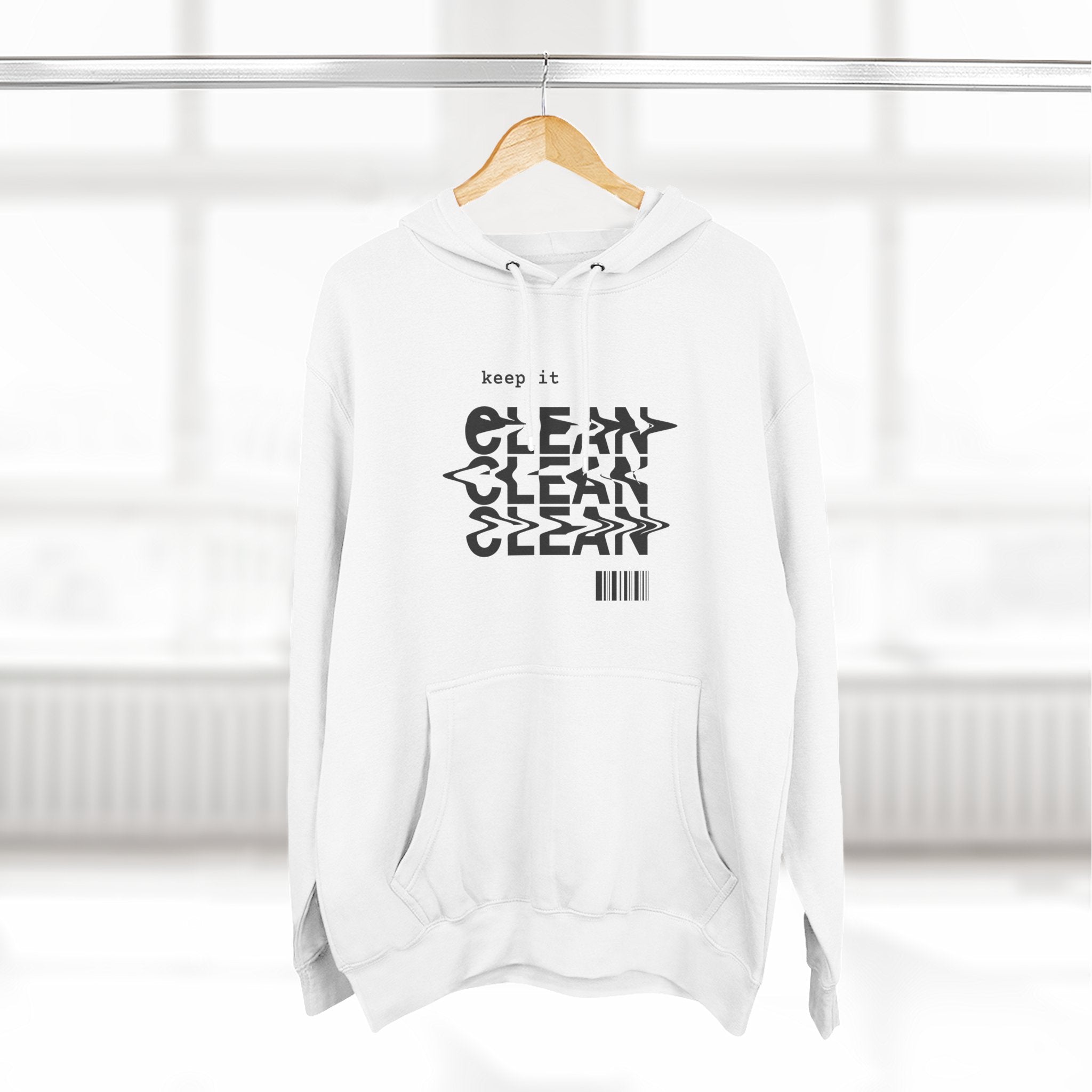 Stylish Fleece Hoodie with ‘Keep It Clean’ Design, Cozy Winter Apparel, Ideal for Casual Outfits, Gifts for Friends, Unique Streetwear