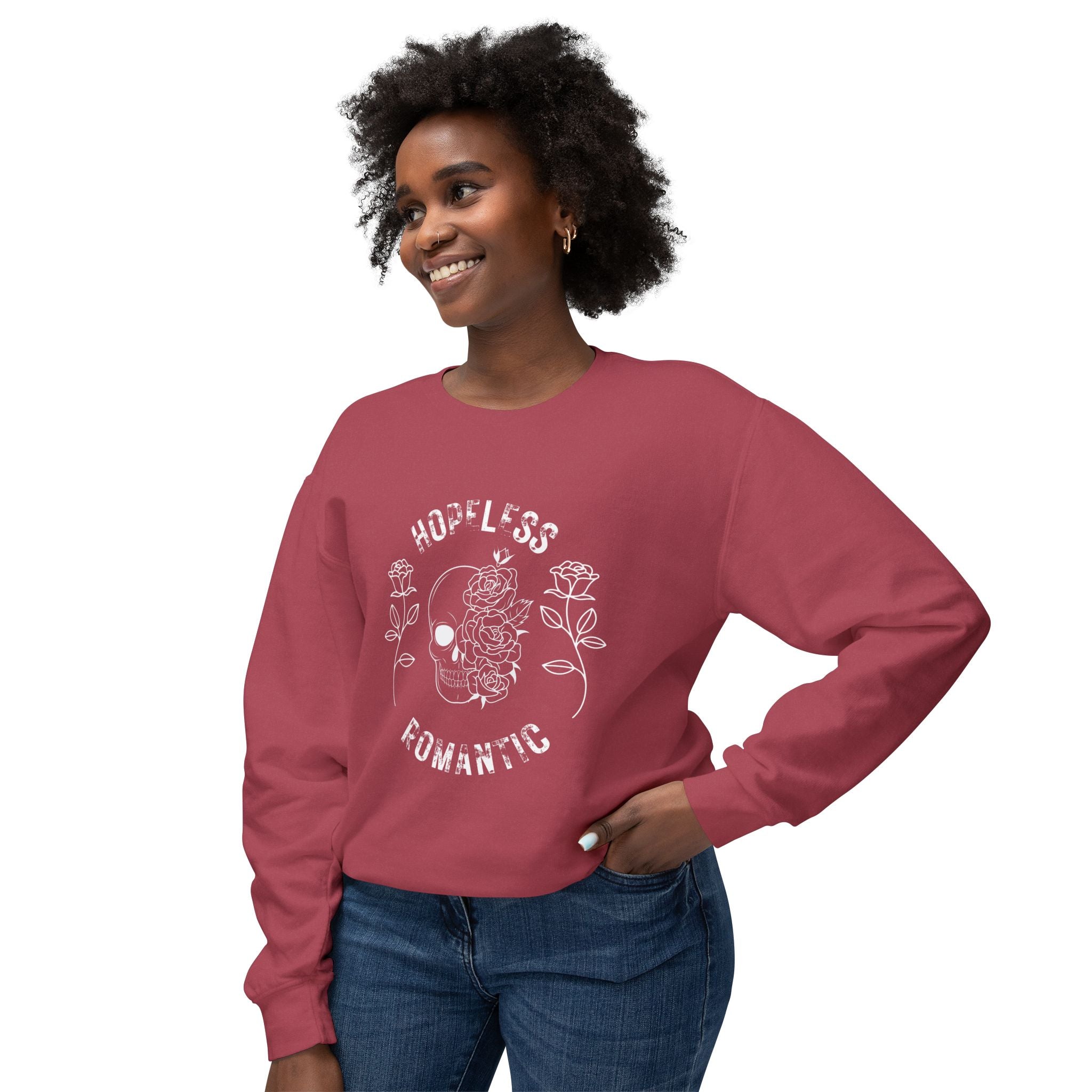 Hopeless Romantic Sweatshirt, Unisex Lightweight Crewneck Sweater, Cute Gift for Her, Fall Fashion, Casual Wear, Cozy Loungewear