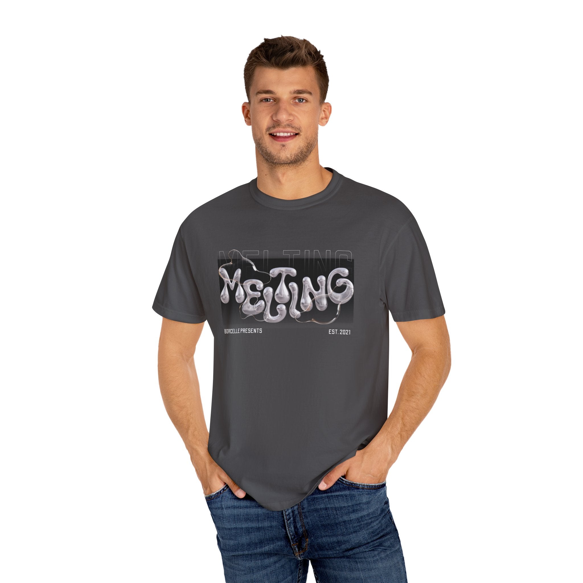 Melting Vibes Unisex Garment-Dyed T-shirt | Cool Graphic Tee for Art Lovers, Trendy Casual Wear, Unique Gift, Summer Style