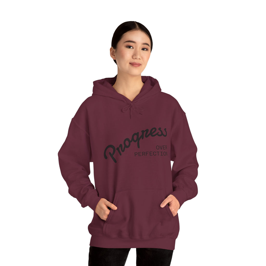 Progress Over Perfection Hoodie, Motivational Sweatshirt, Unisex Hooded Sweatshirt, Cozy Casual Wear, Gift for Her, Inspirational Apparel