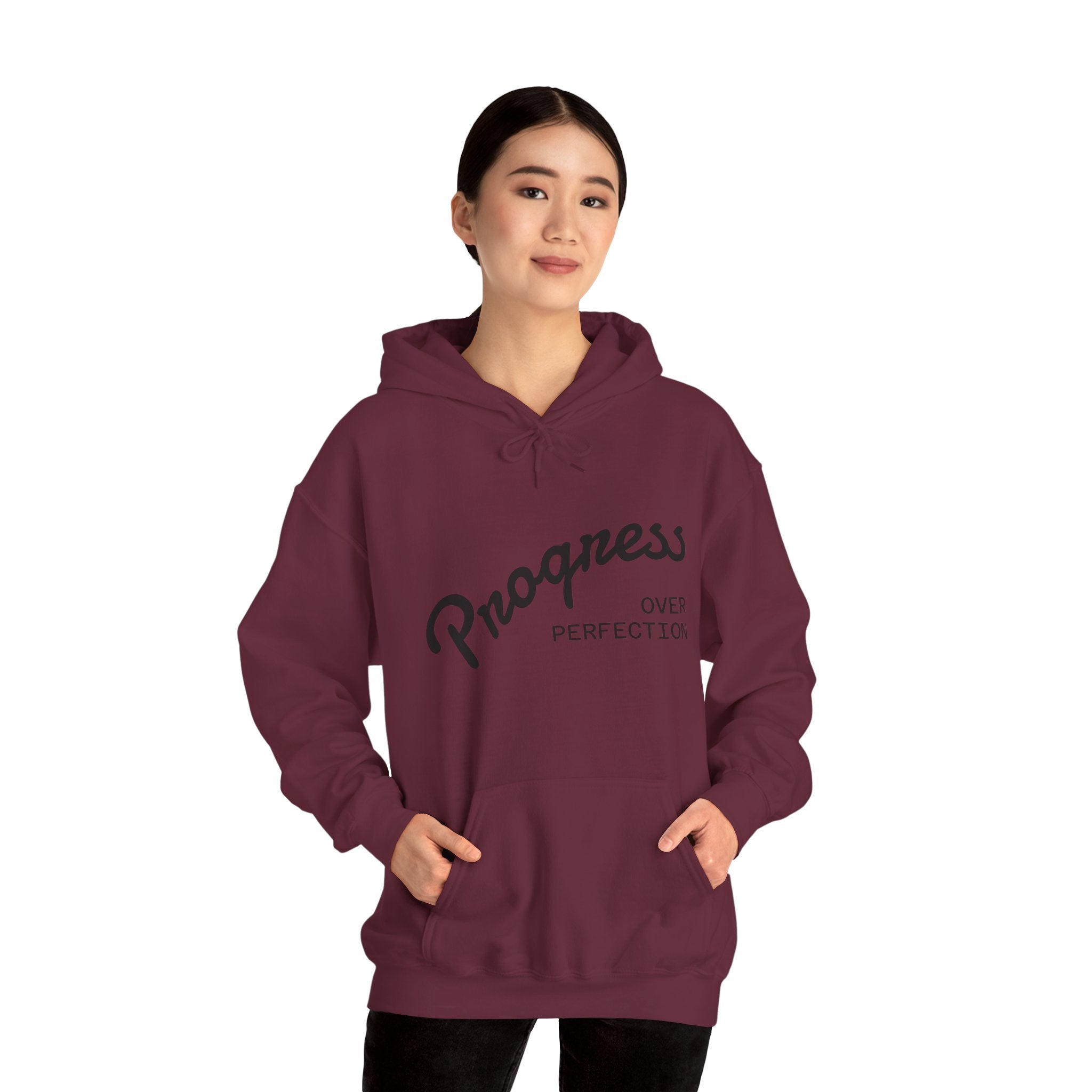 Progress Over Perfection Hoodie, Motivational Sweatshirt, Unisex Hooded Sweatshirt, Cozy Casual Wear, Gift for Her, Inspirational Apparel