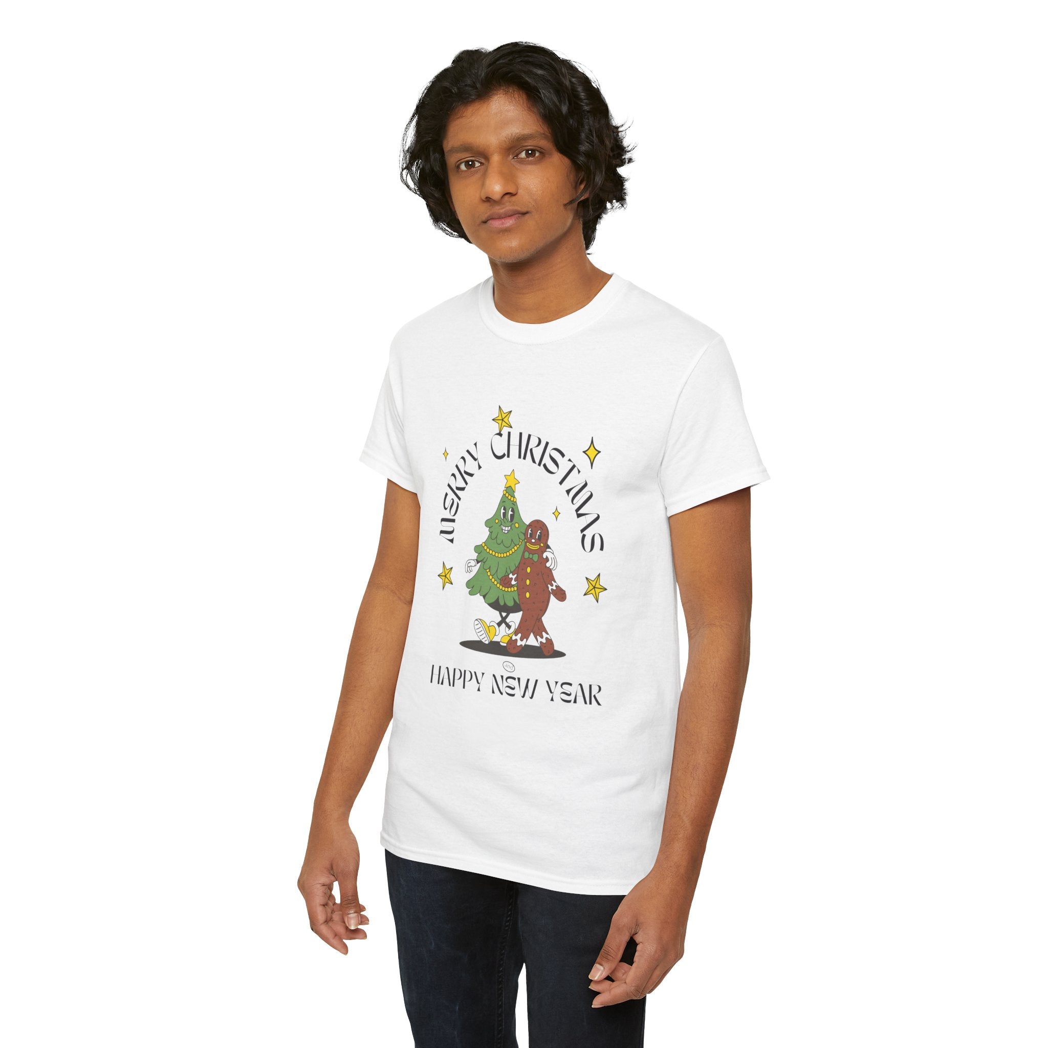 Christmas Gingerbread Tree Tee - "Merry Christmas, Happy New Year" Holiday Shirt