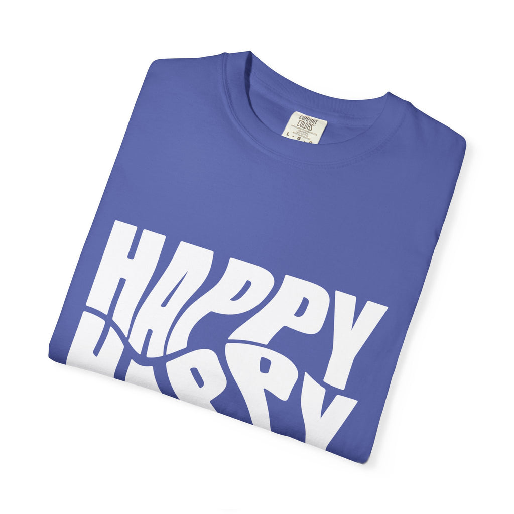 Happy Vibes Unisex Garment-Dyed T-shirt | Positive Affirmation Tee, Casual Wear, Gift for Friends, Summer Style, Comfort Apparel