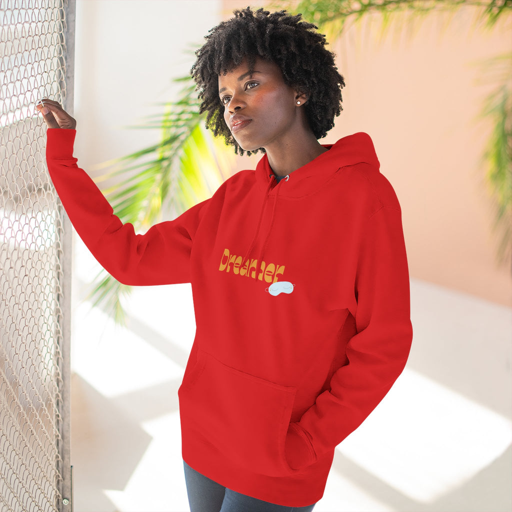 Dreamer Three-Panel Fleece Hoodie | Cozy Sweatshirt, Gift for Dreamers, Casual Wear, Inspirational Apparel, Everyday Comfort