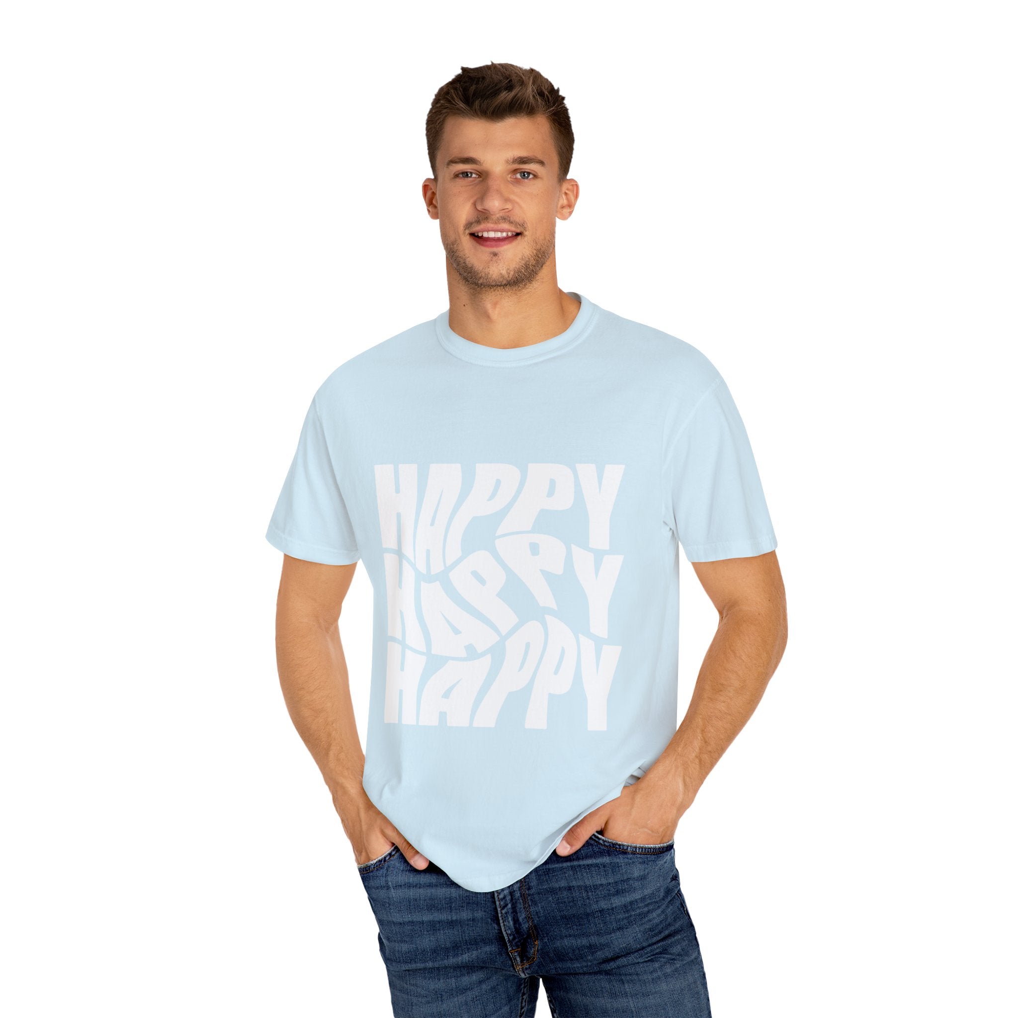 Happy Vibes Unisex Garment-Dyed T-shirt | Positive Affirmation Tee, Casual Wear, Gift for Friends, Summer Style, Comfort Apparel