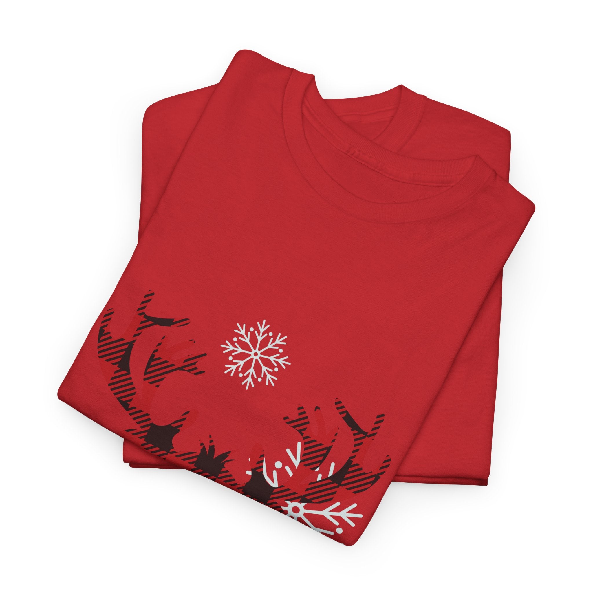 Christmas Reindeer T-Shirt — Cute Plaid Antler Design "Merry Christmas"